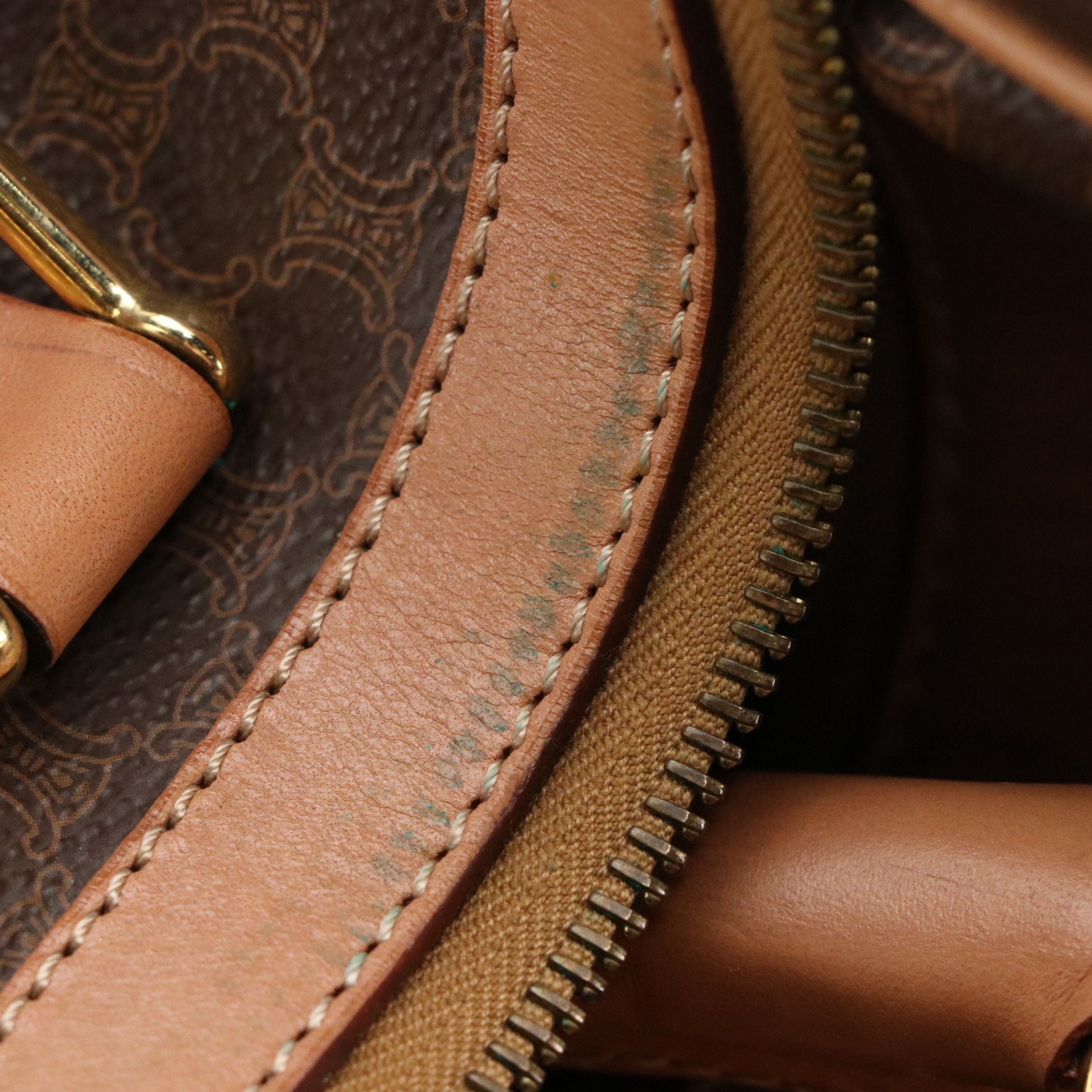 Celine Small Duffle Bag in Dark Brown Macadam Canvas and Leather