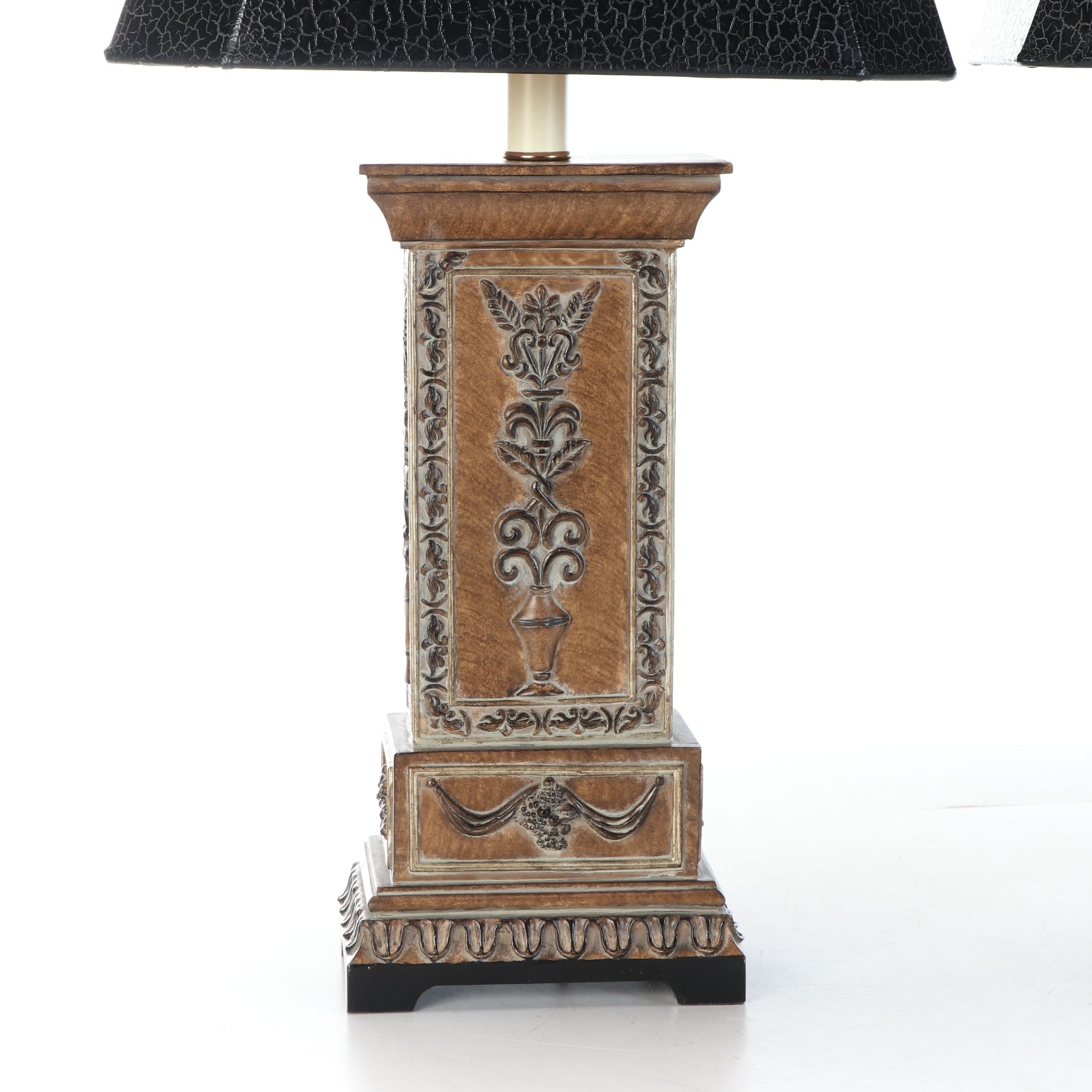 Neoclassical Style Ceramic Table Lamps with Faux Alligator Lamp Shades