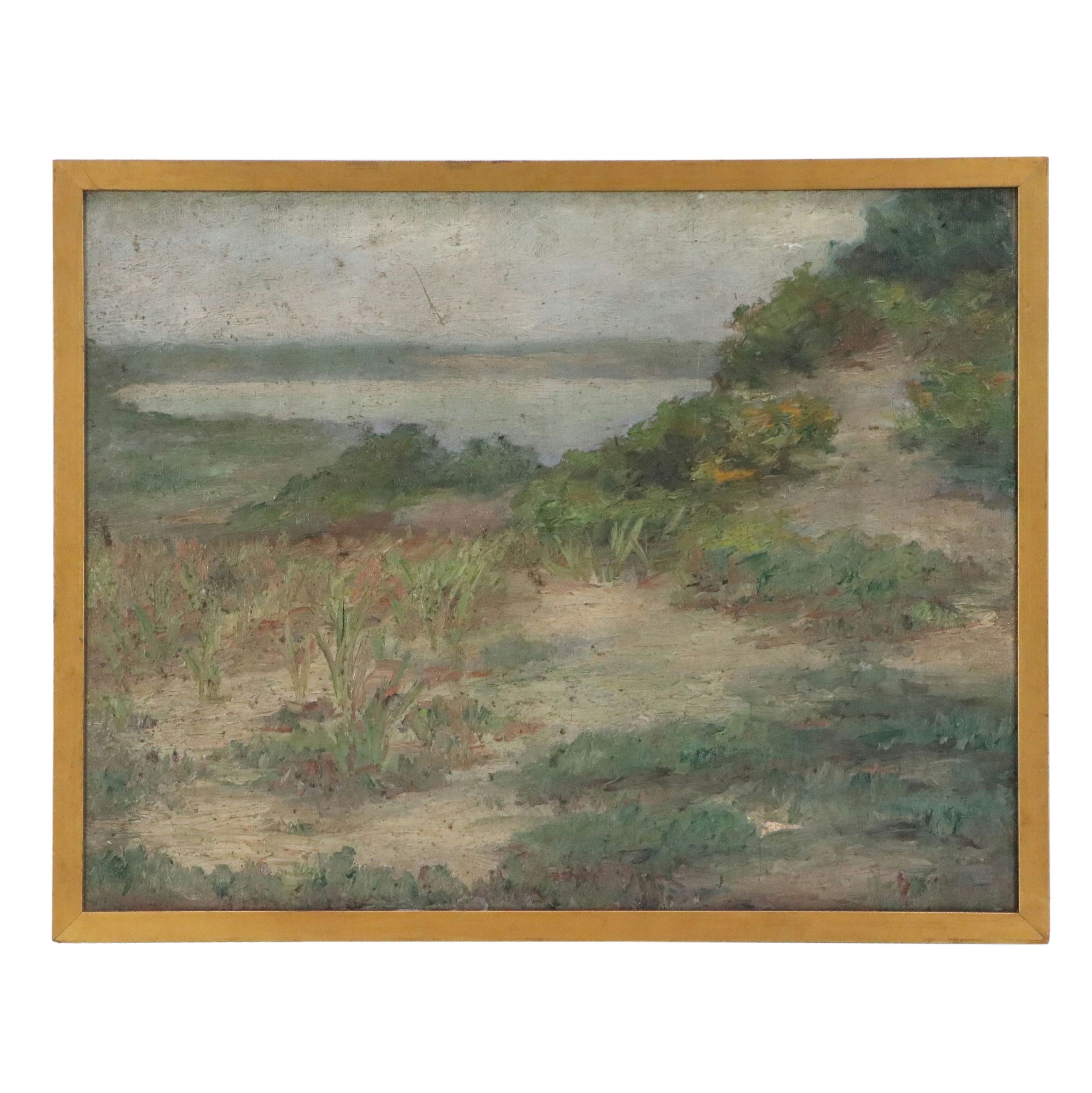 Oil Painting of Beach Dunes, Mid-20th Century