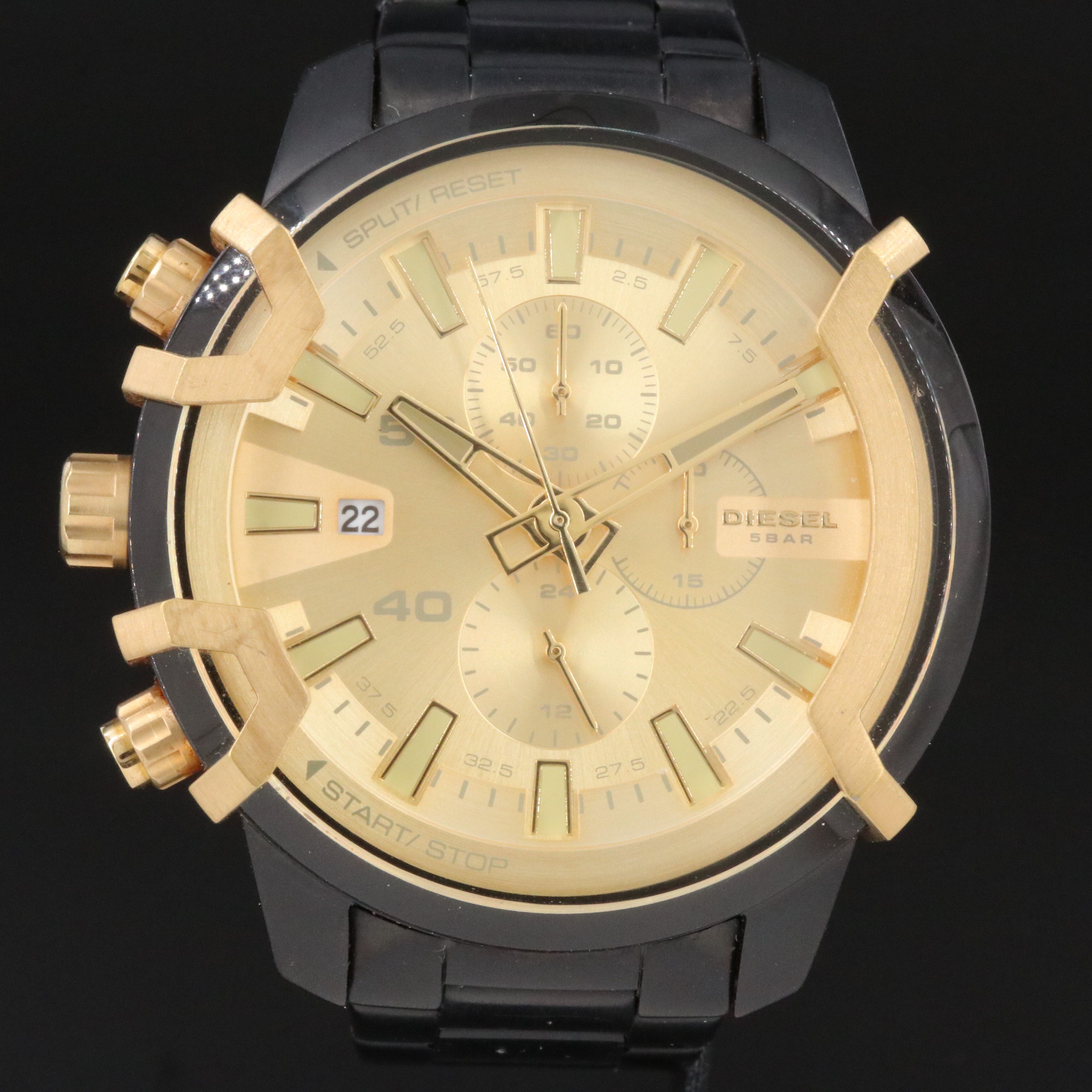 Brian Diesel Griffed Black and Gold Chronograph Left Hand Watch  # D24525