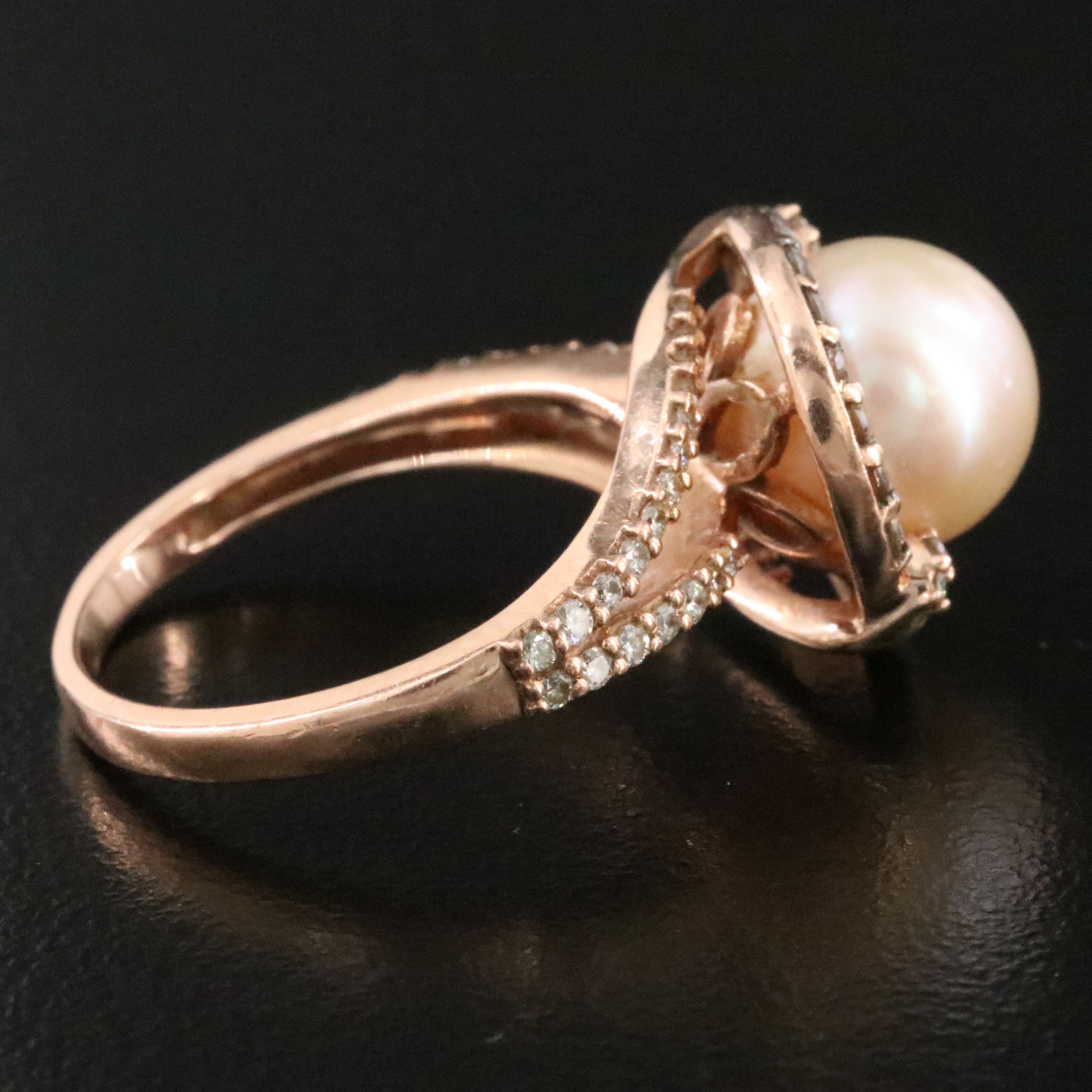 Le Vian 14K Rose Gold Pearl and Diamond Ring with Fancy Brown Diamonds