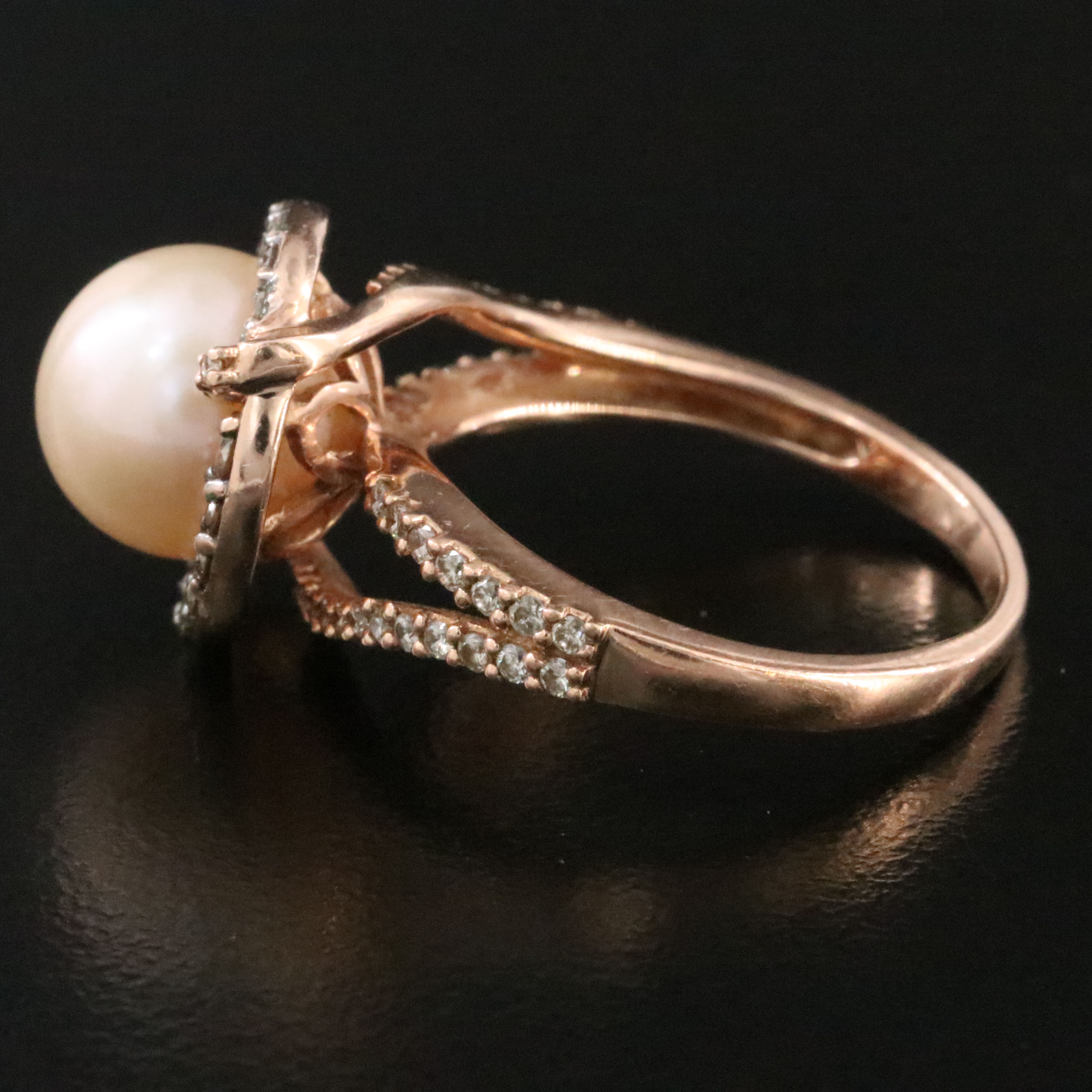 Le Vian 14K Rose Gold Pearl and Diamond Ring with Fancy Brown Diamonds