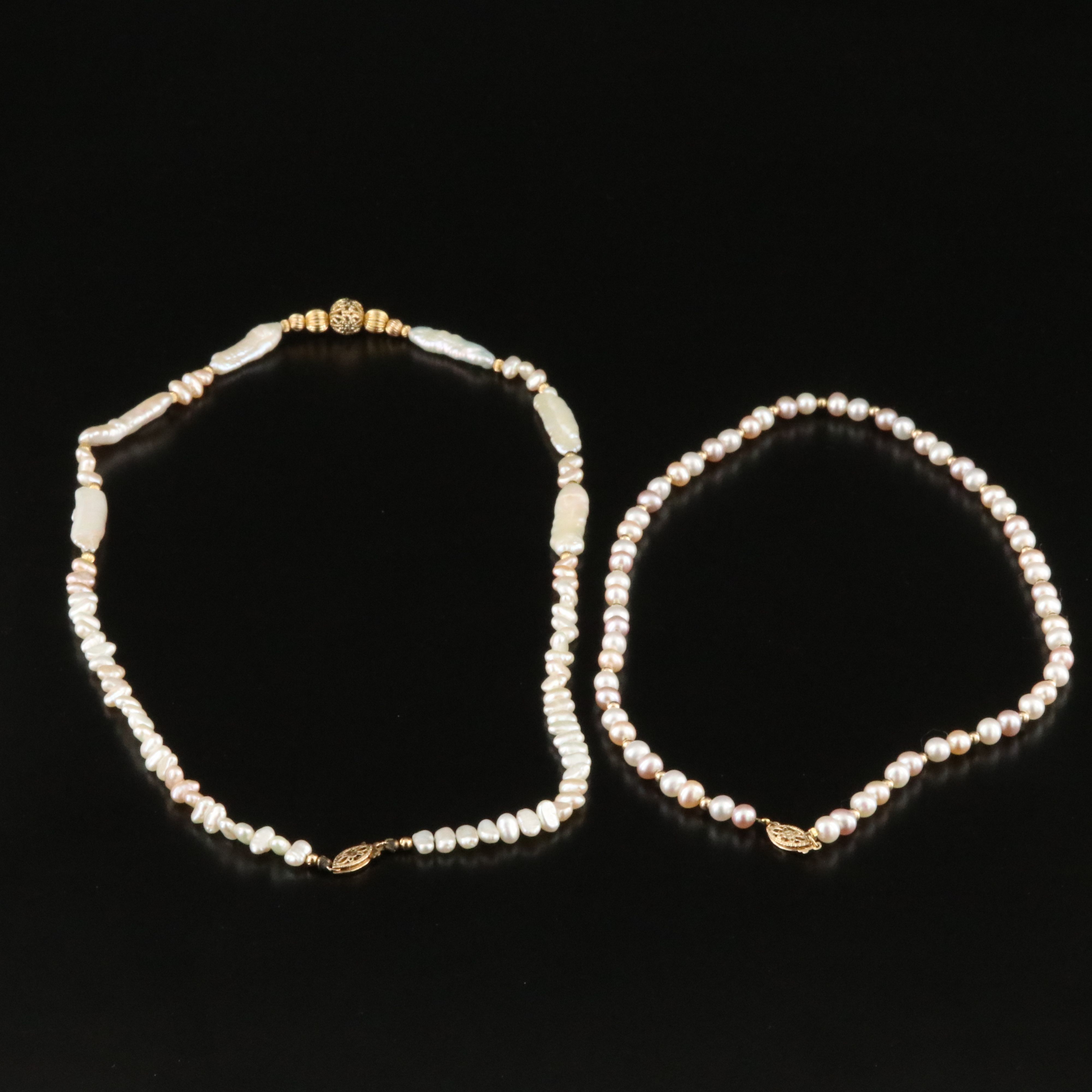 Pearl Necklaces with 14K Clasps