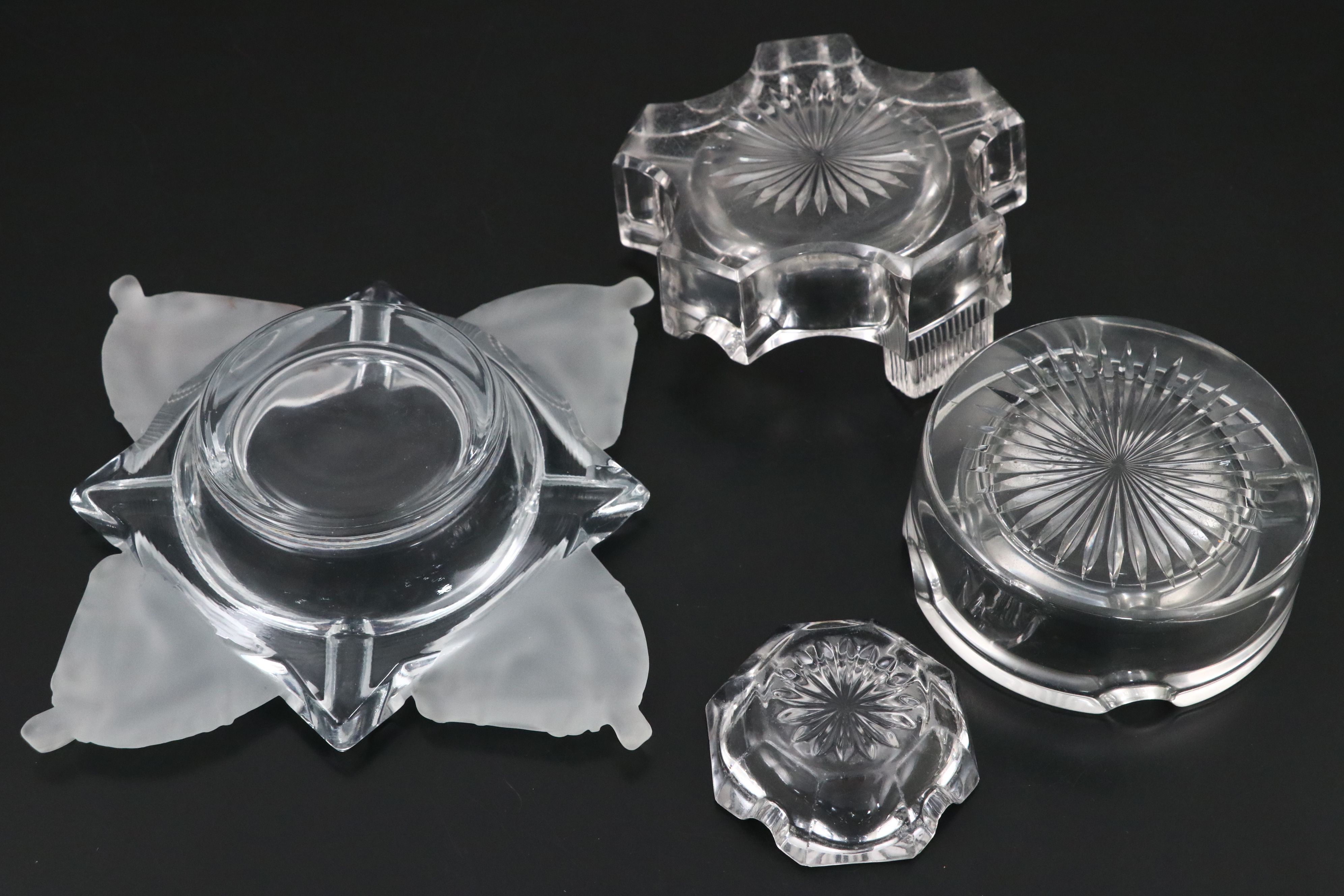 Fostoria "Rearing Horse" Bookend with Heisey Ashtrays and More Glass