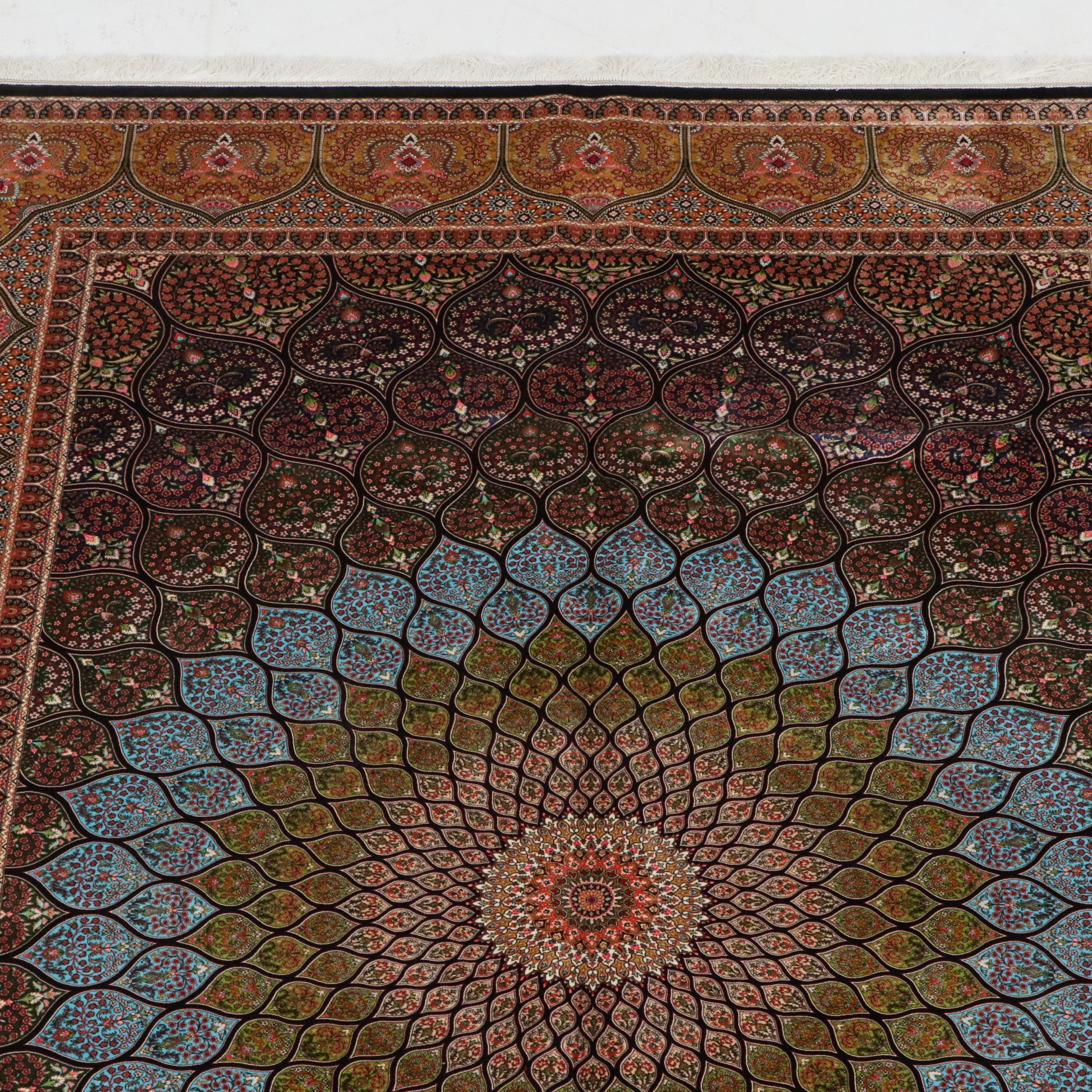 6'8 x 10'3 Machine Made Turkish Qom Style Area Rug