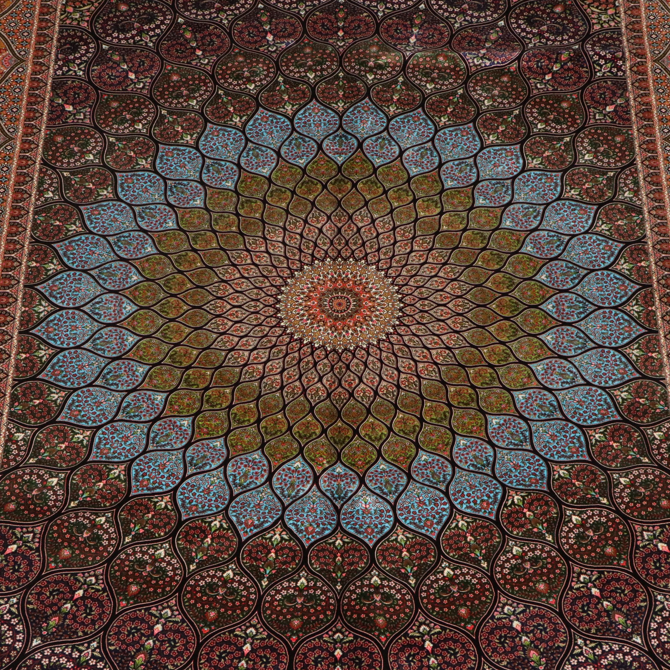 6'8 x 10'3 Machine Made Turkish Qom Style Area Rug