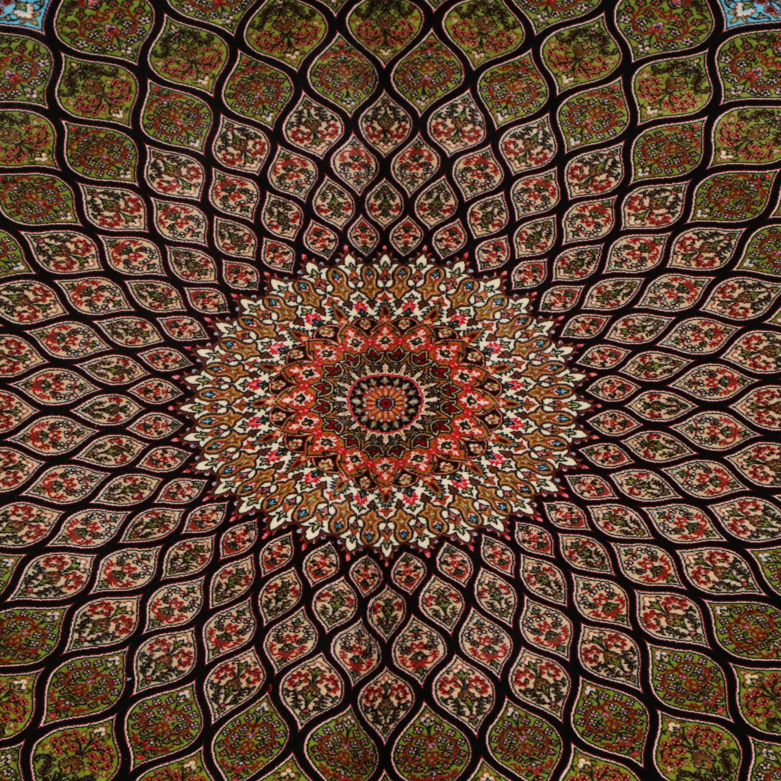 6'8 x 10'3 Machine Made Turkish Qom Style Area Rug