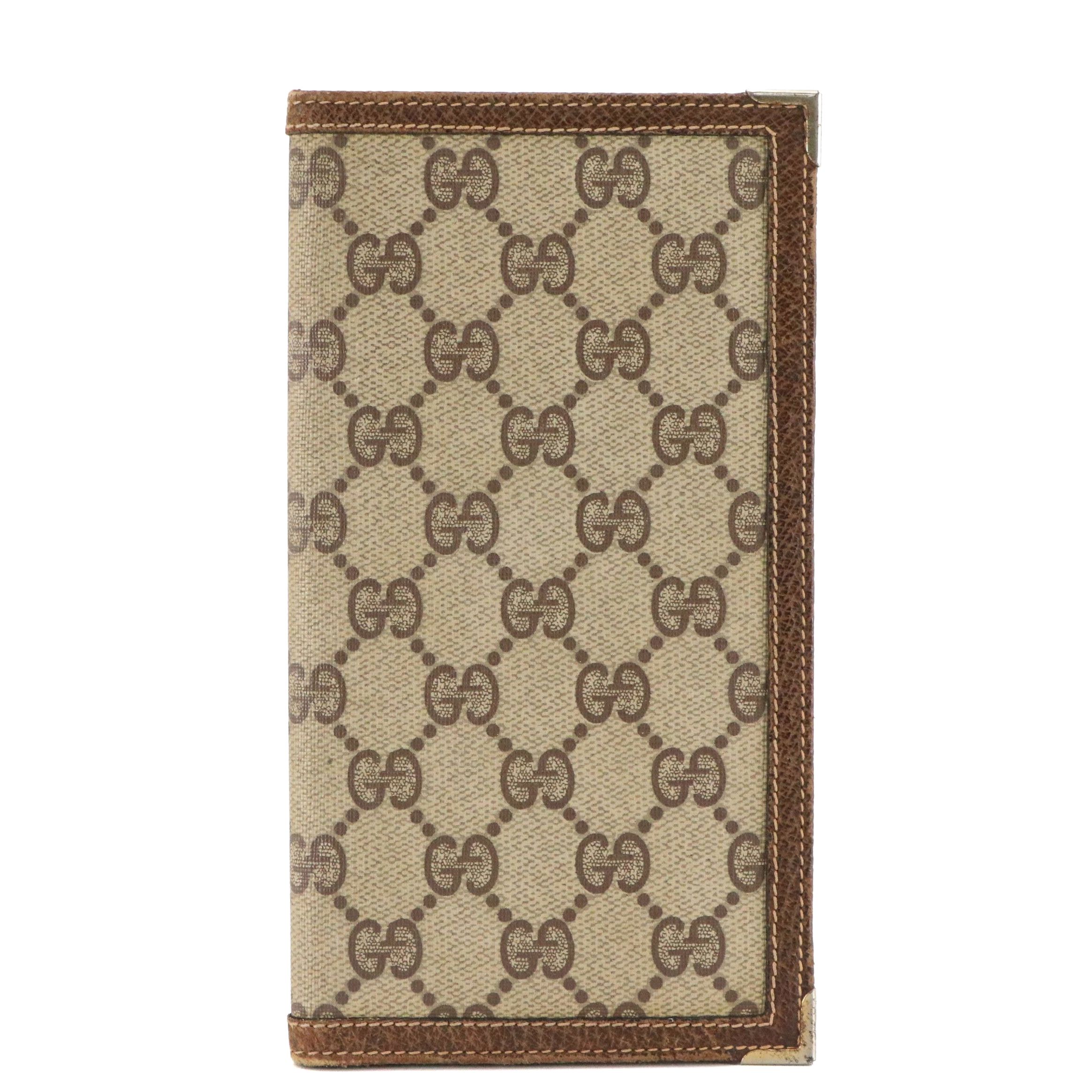 Gucci Bifold Long Wallet in GG Supreme Canvas with Leather Trim, Vintage