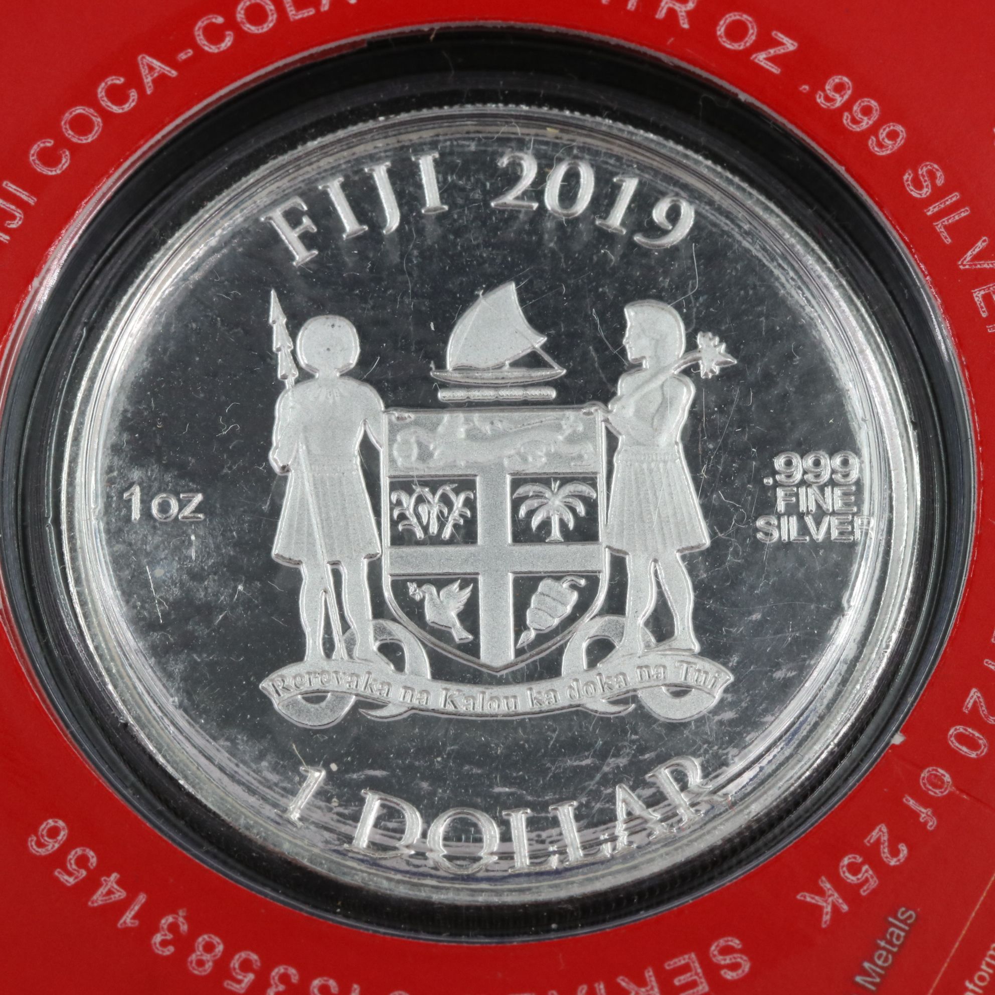 Two One-Troy Ounce 2019 Fiji $1 Fine Silver Coca Cola Holiday Coins