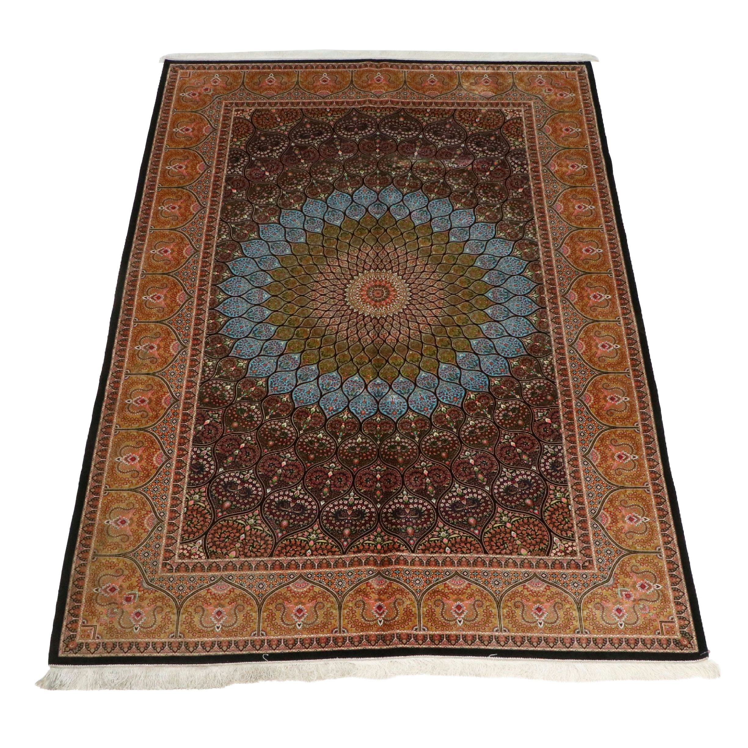 6'8 x 10'3 Machine Made Turkish Qom Style Area Rug