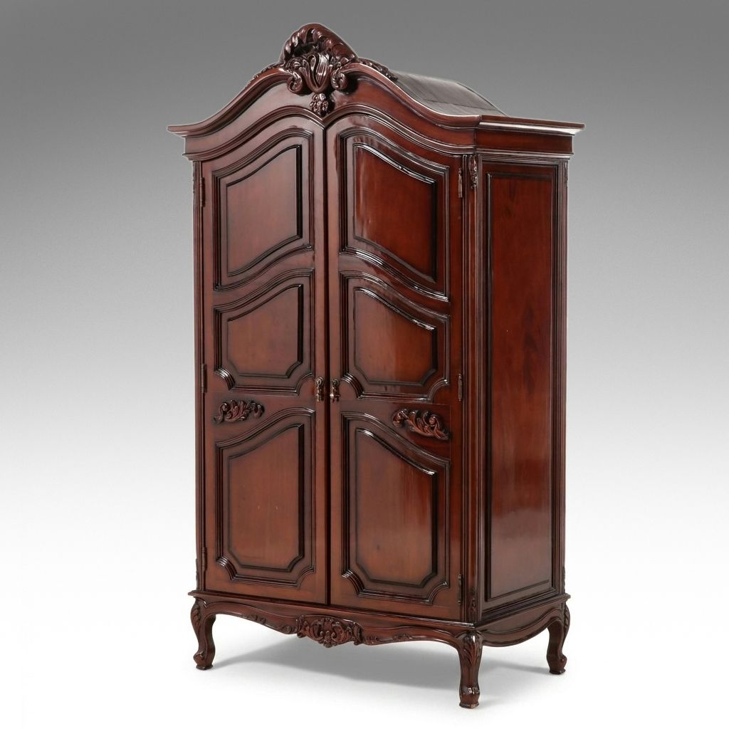 French Provincial Style Cherry Finish Armoire Lyonnaise, Late 20th Century