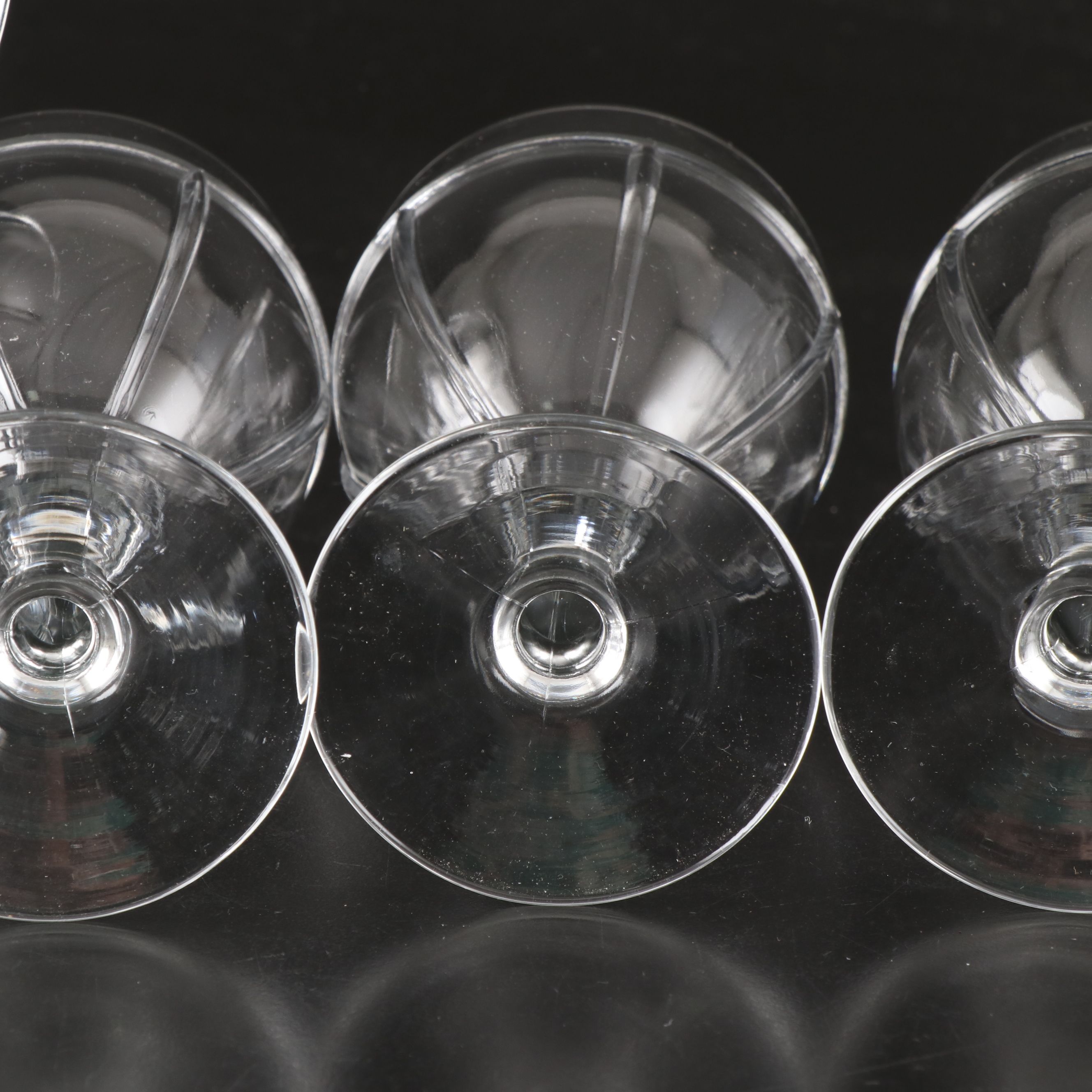 Heisey "Rib and Panel" Glass Low Sherbets with "Narrow Flute" Goblets