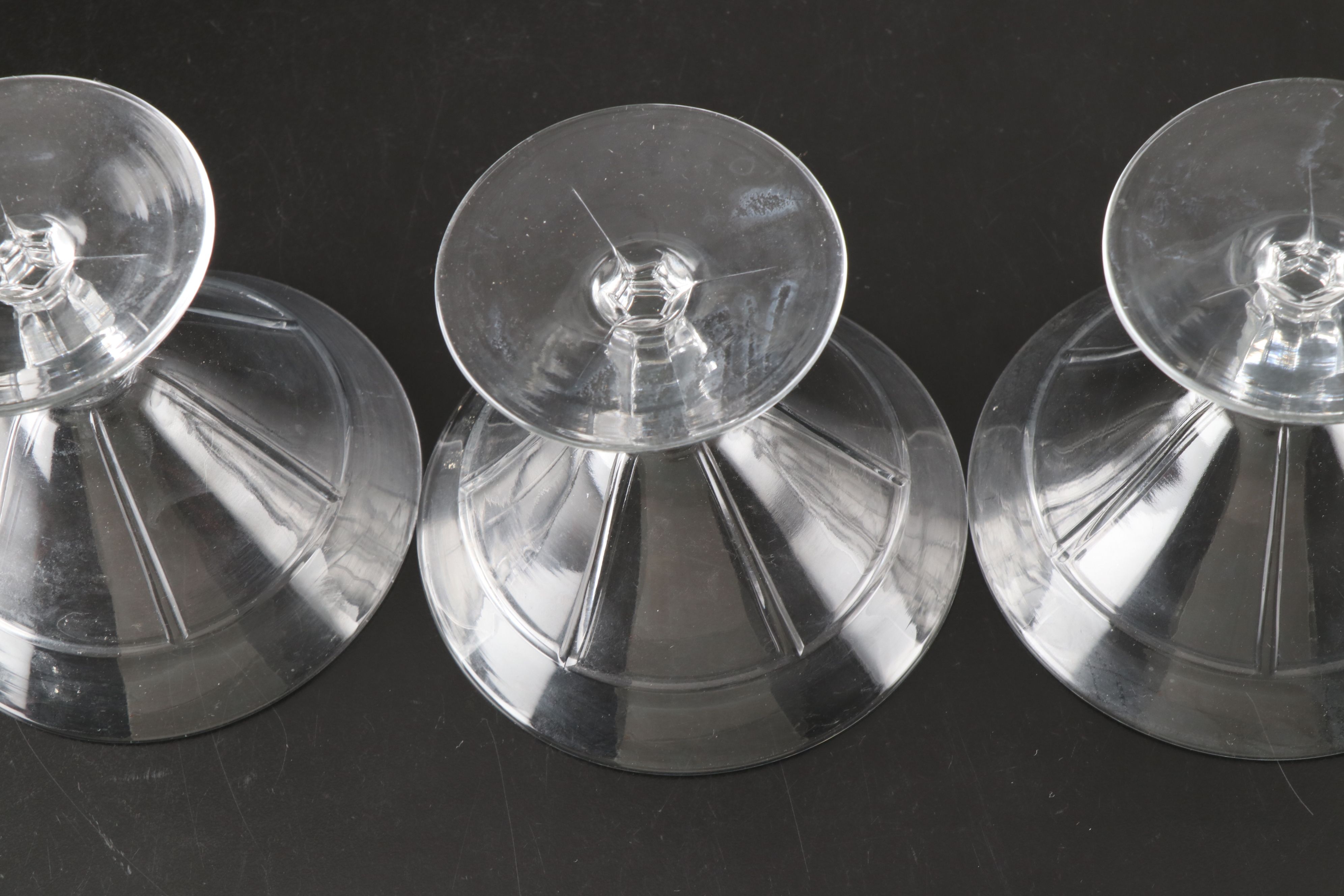 Heisey "Rib and Panel" Glass Low Sherbets with "Narrow Flute" Goblets