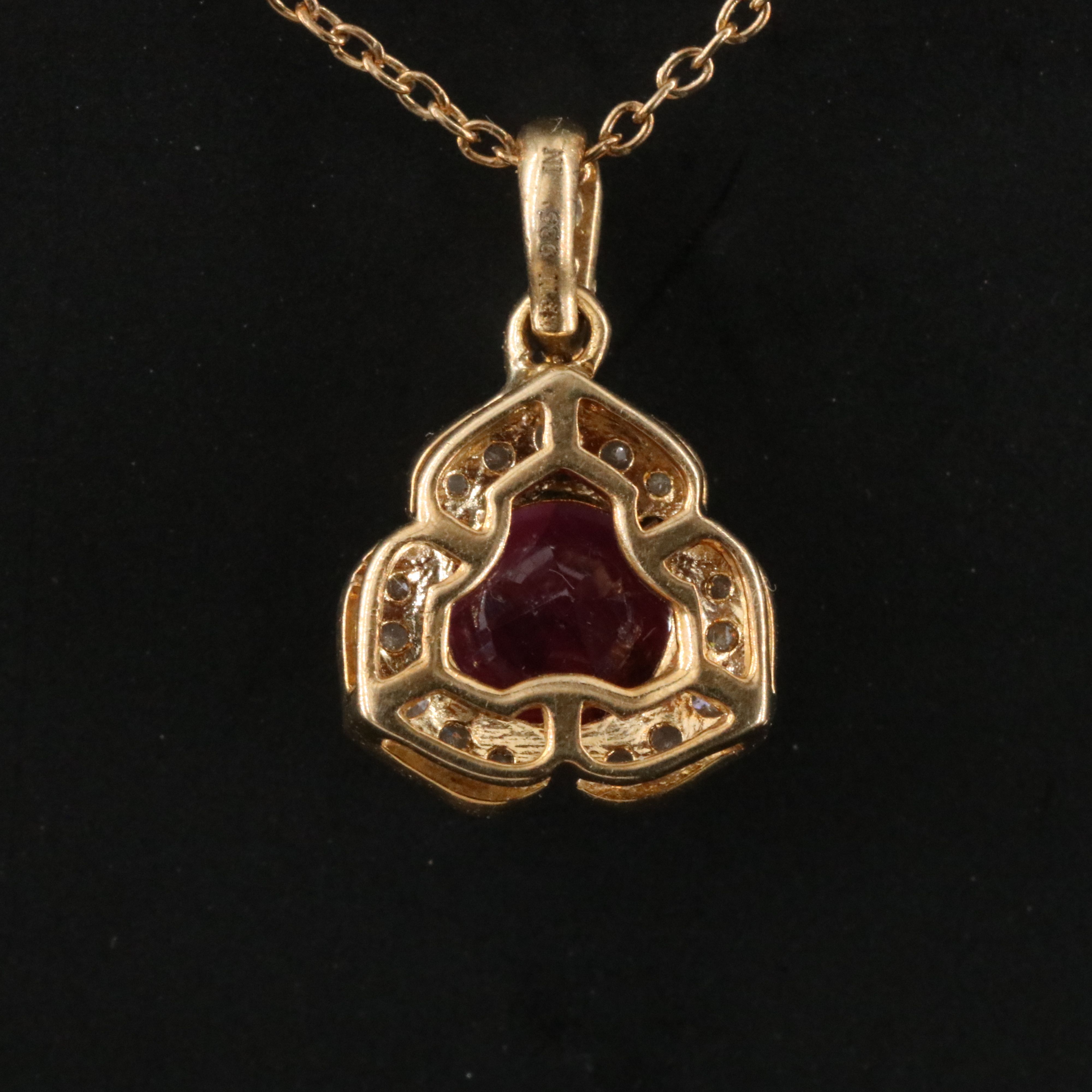 Sterling Ruby and Diamond Pendant Necklace