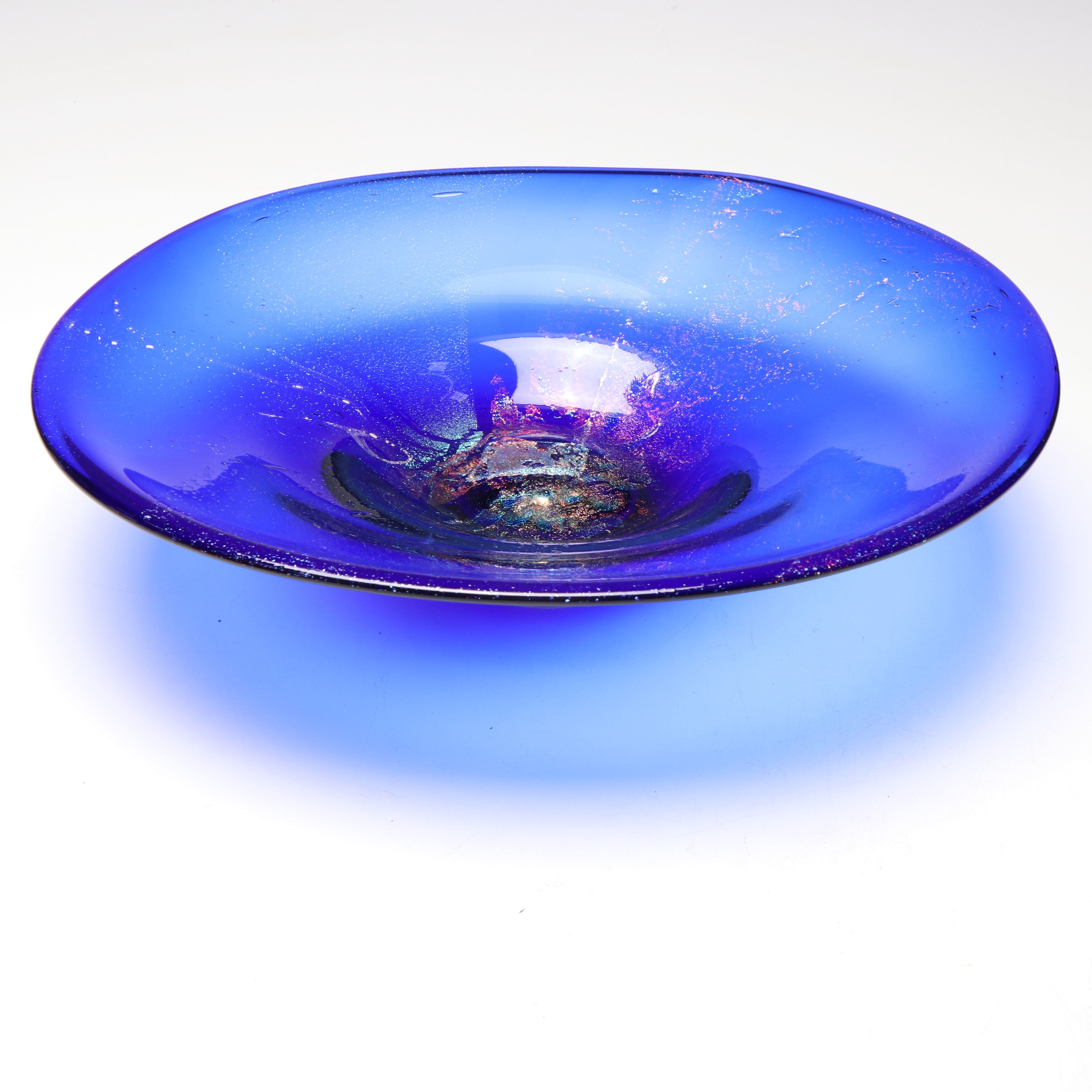 Handblown Iridescent Asymmetrical Art Glass Bowl