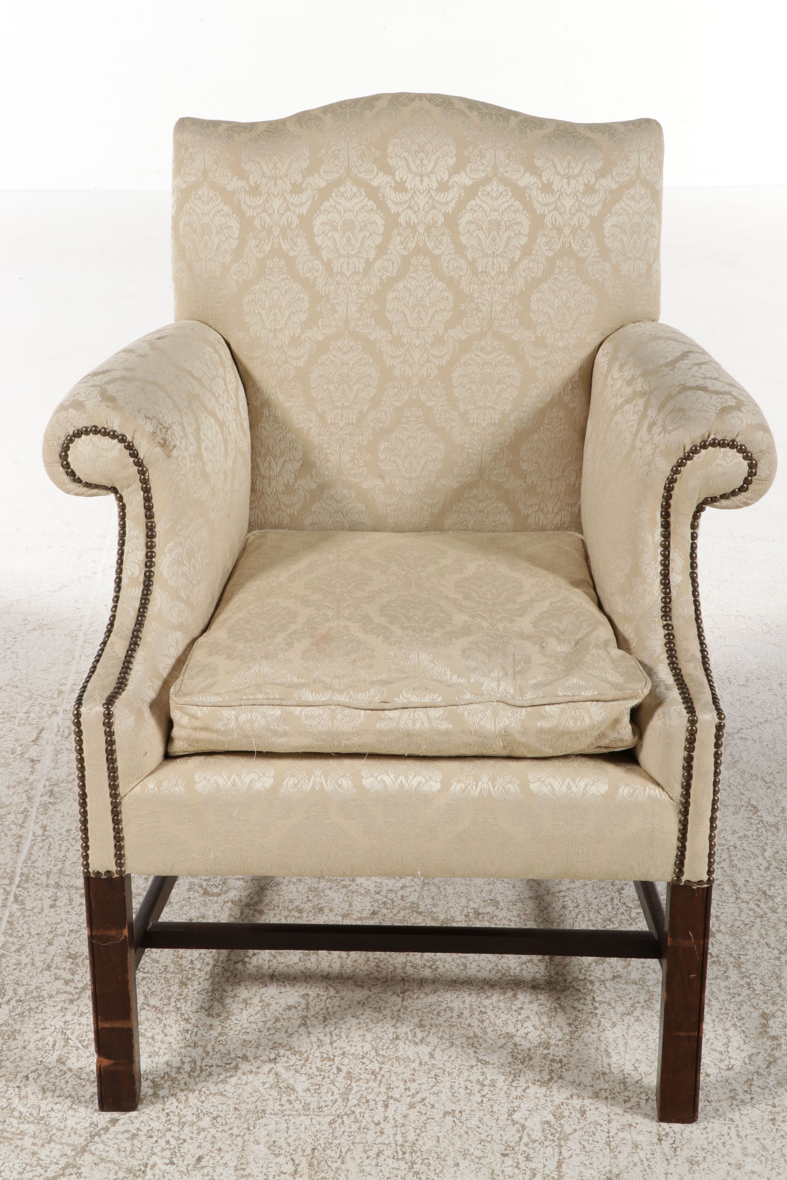 Centennial Chippendale Style Upholstered Armchair with Nailhead Trim
