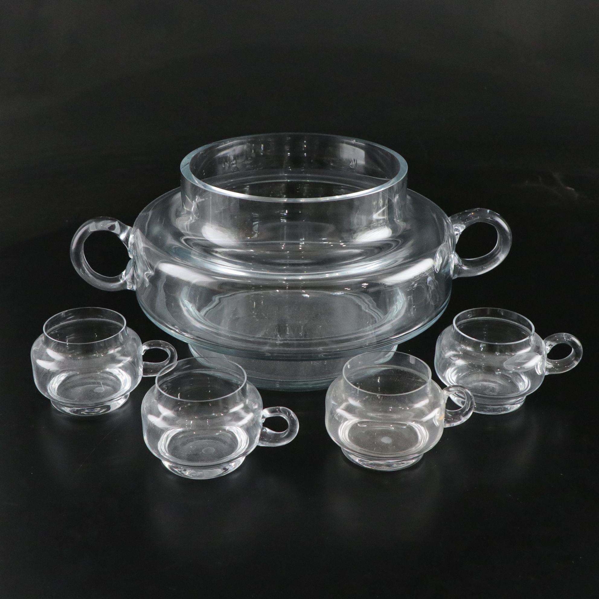 Svend Jensen "Fjord" Punch Bowl and Glasses with Other Glassware