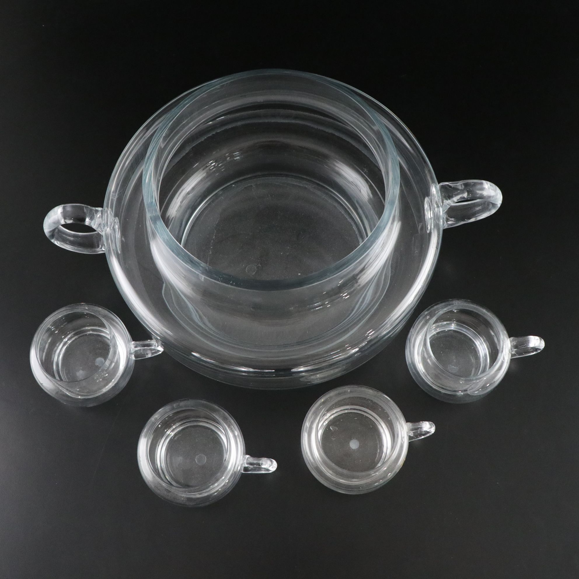 Svend Jensen "Fjord" Punch Bowl and Glasses with Other Glassware