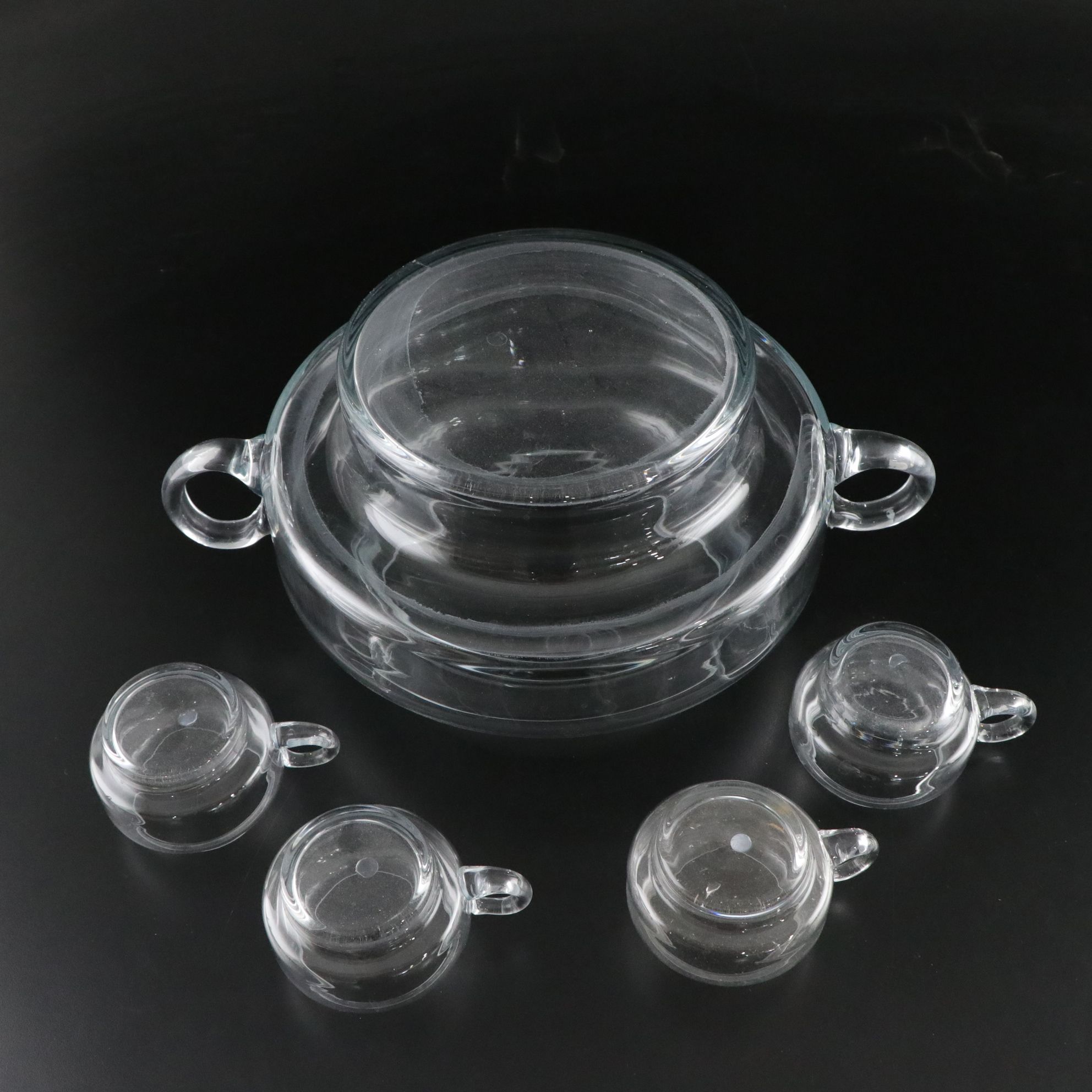 Svend Jensen "Fjord" Punch Bowl and Glasses with Other Glassware