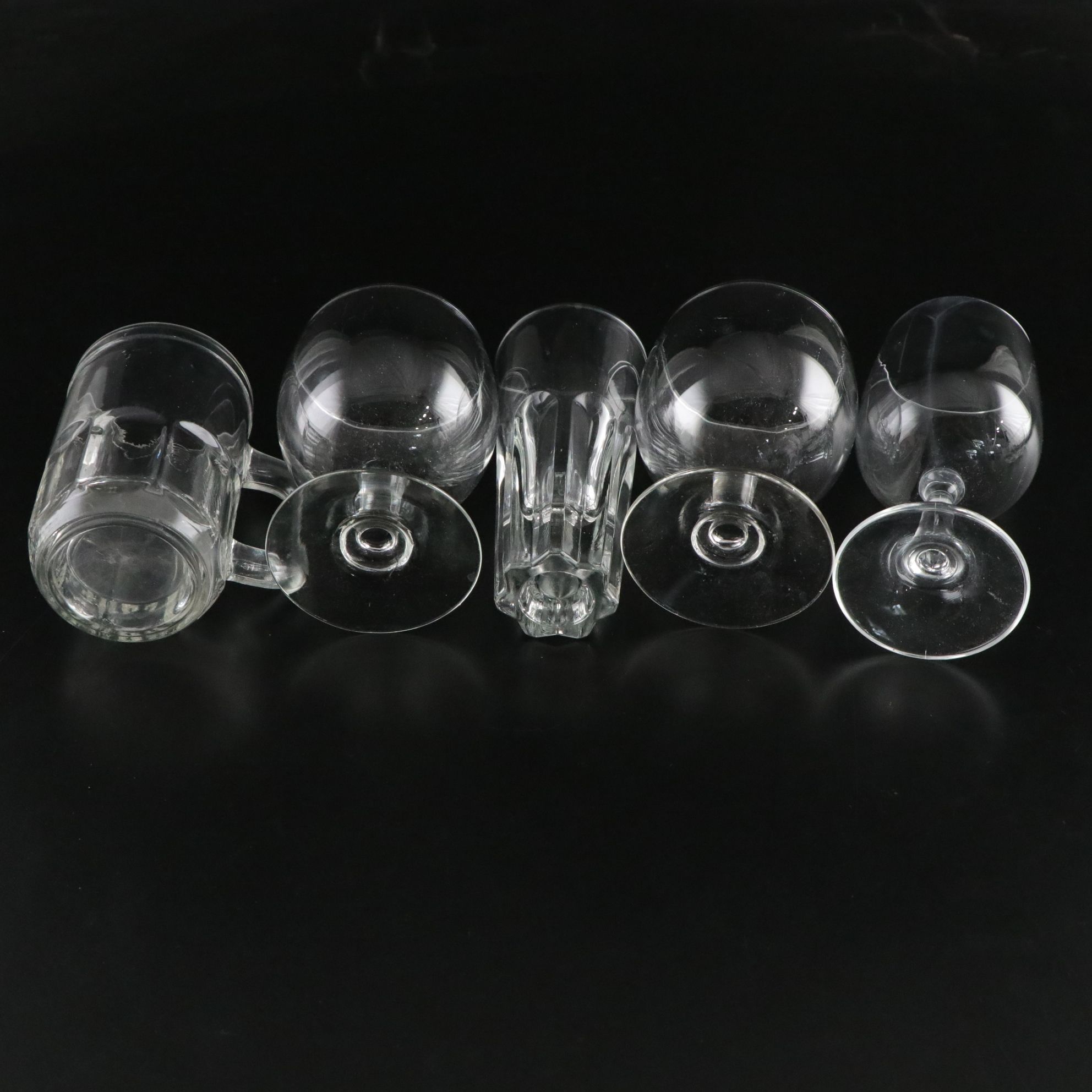 Svend Jensen "Fjord" Punch Bowl and Glasses with Other Glassware