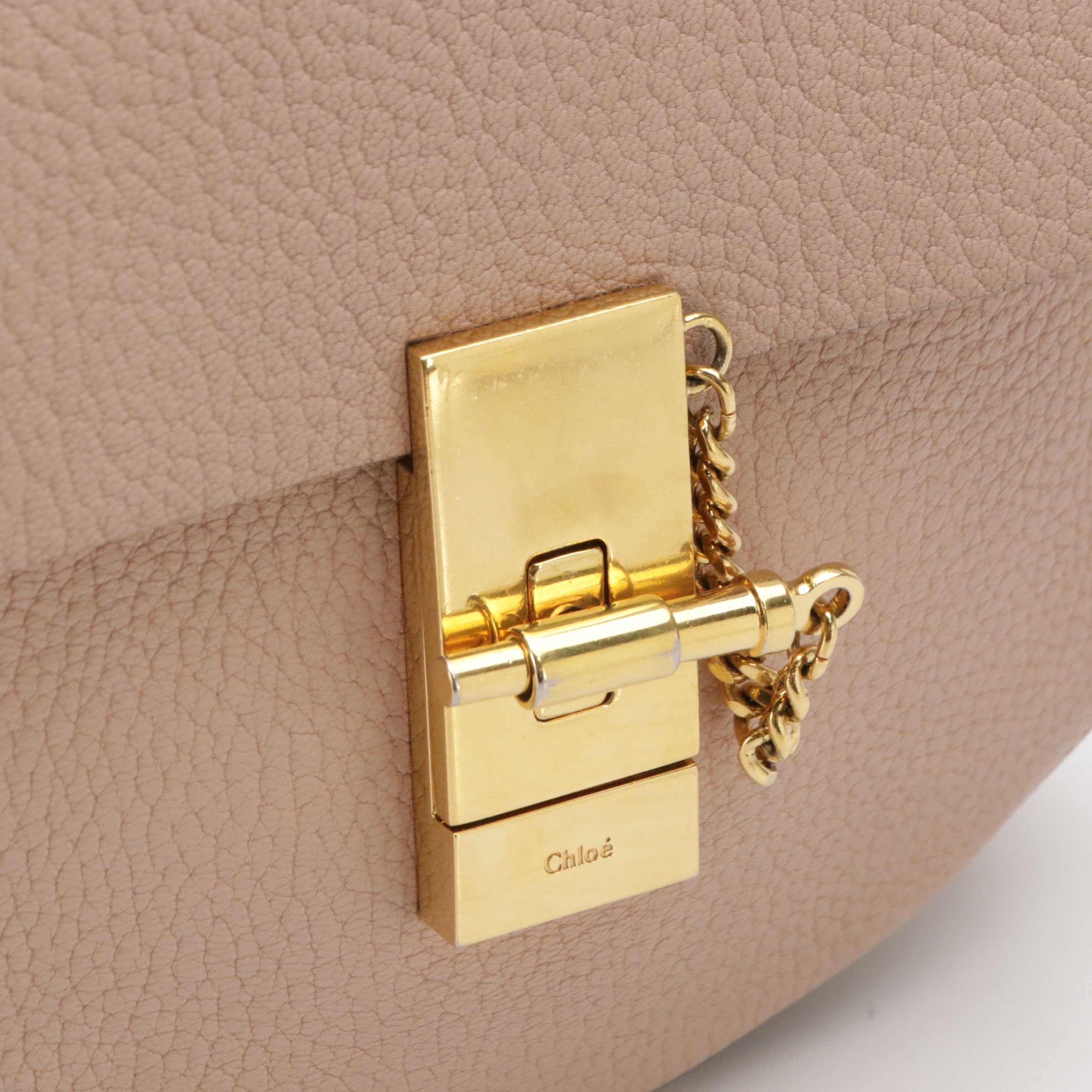 Chloé Mini Drew Chain Crossbody Bag in Blush Pink Goatskin Leather