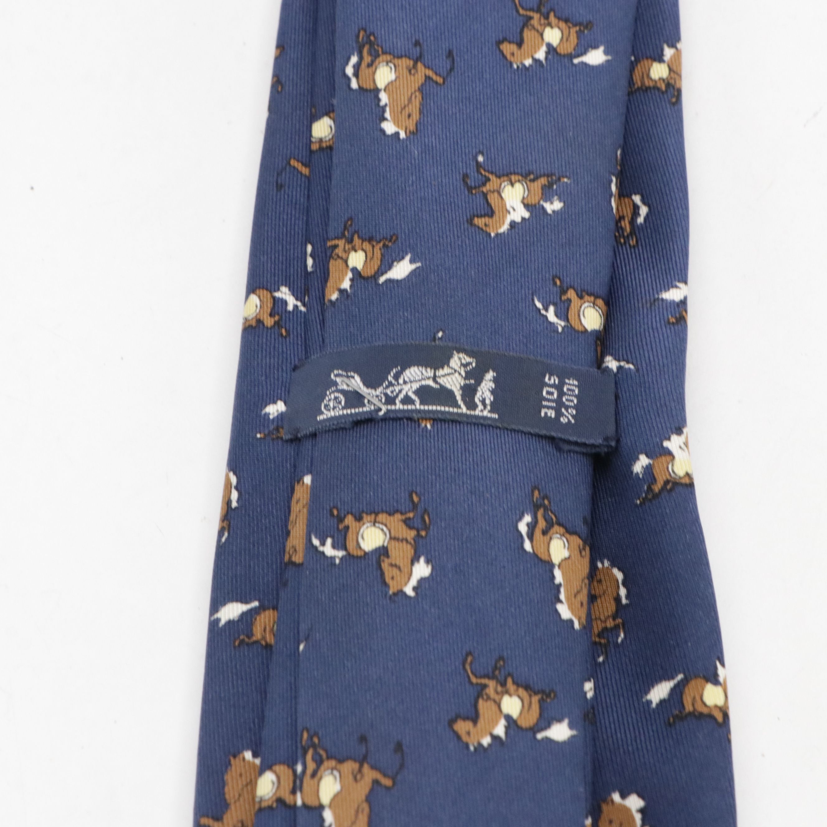 Hermès Galloping Horse Necktie in Silk Twill, Vintage