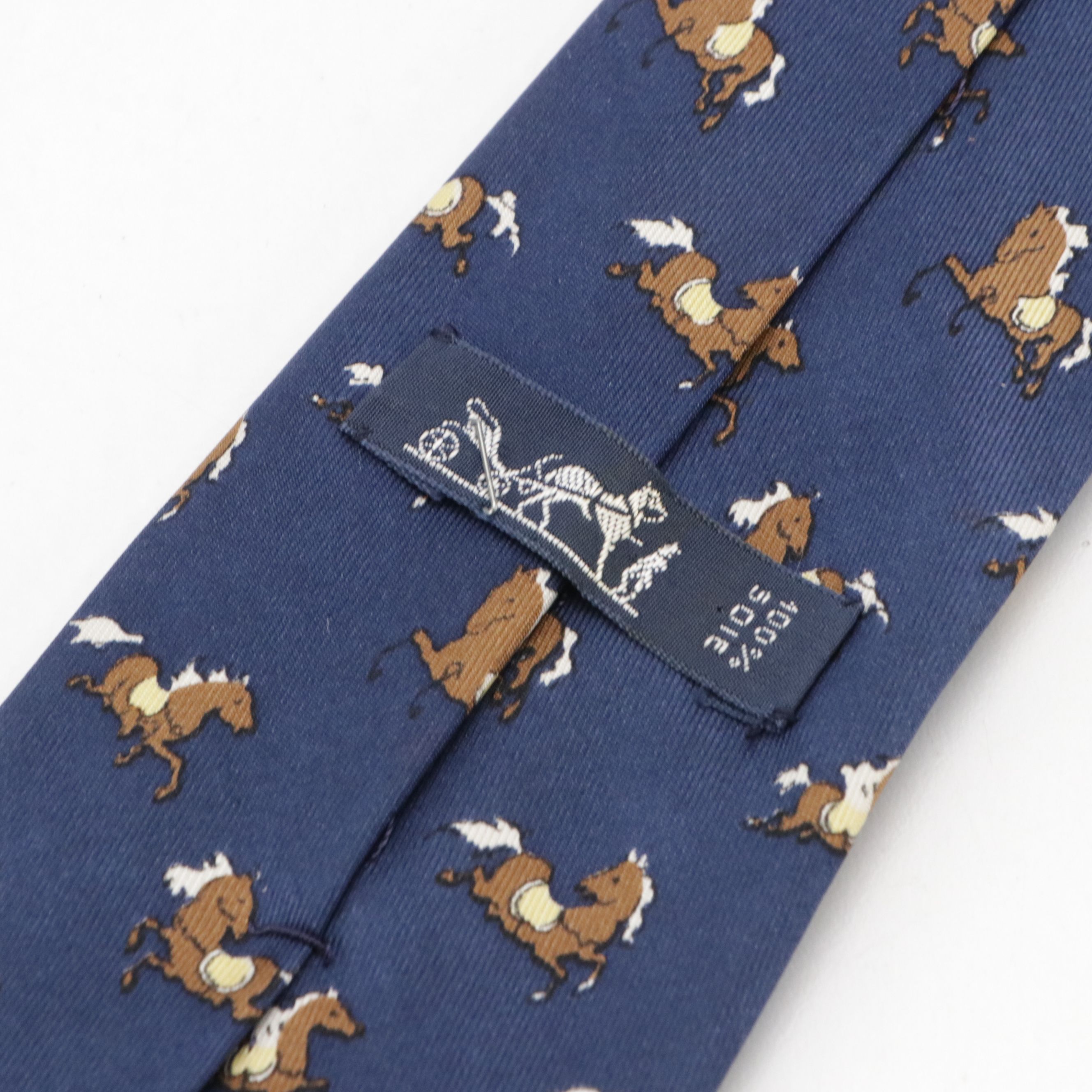 Hermès Galloping Horse Necktie in Silk Twill, Vintage