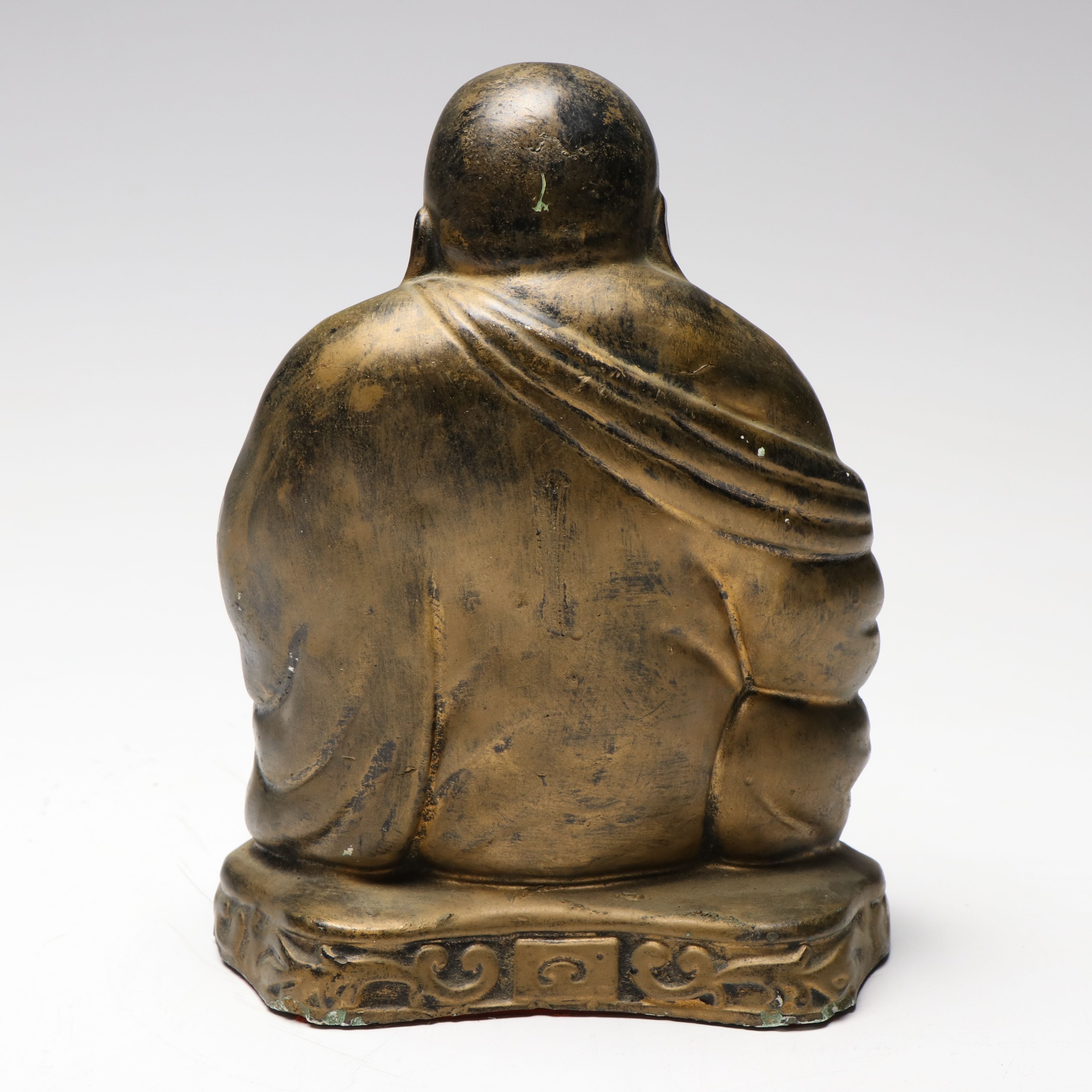 Painted Plaster Budhai Statue with Rhinestone Inlays, Mid-20th Century