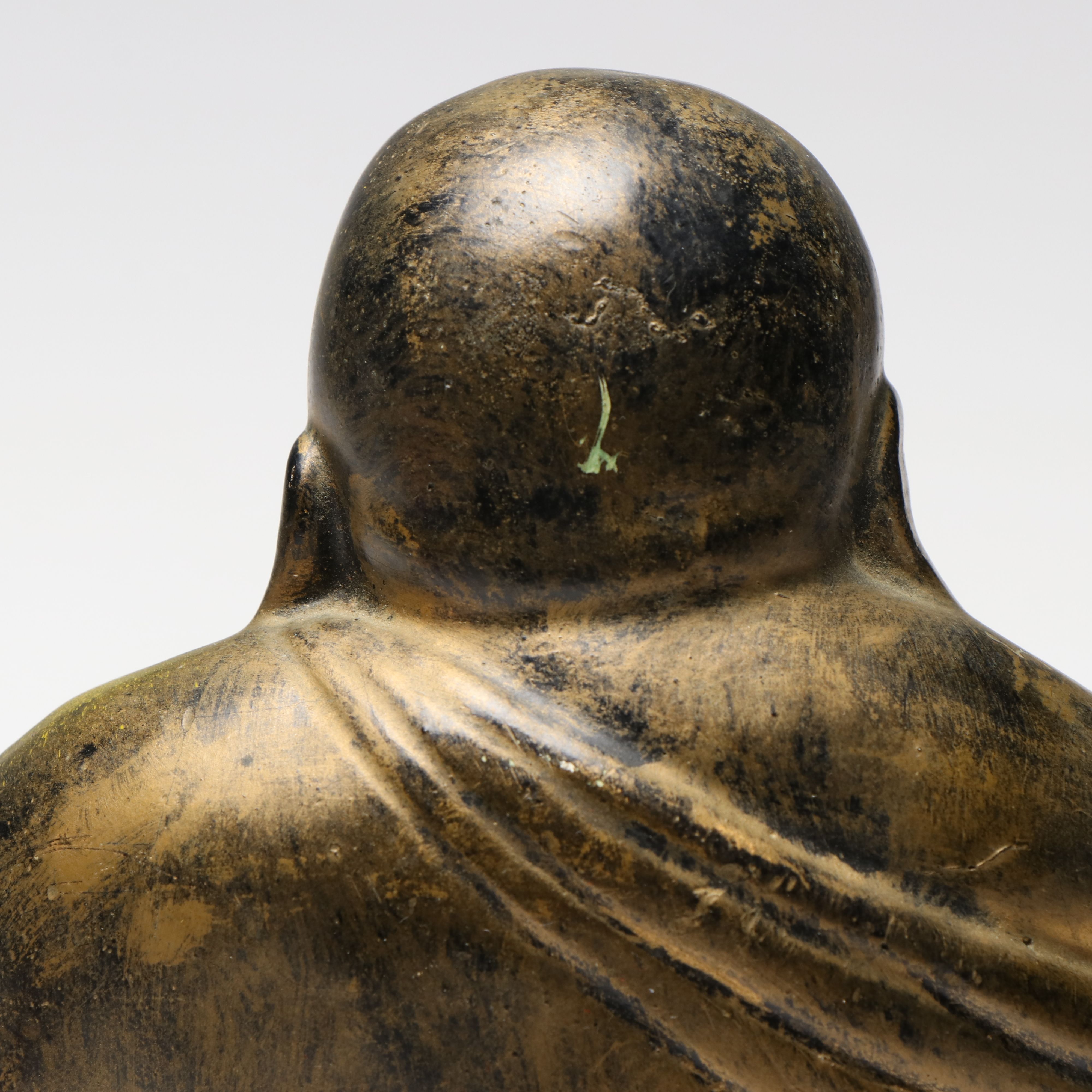 Painted Plaster Budhai Statue with Rhinestone Inlays, Mid-20th Century