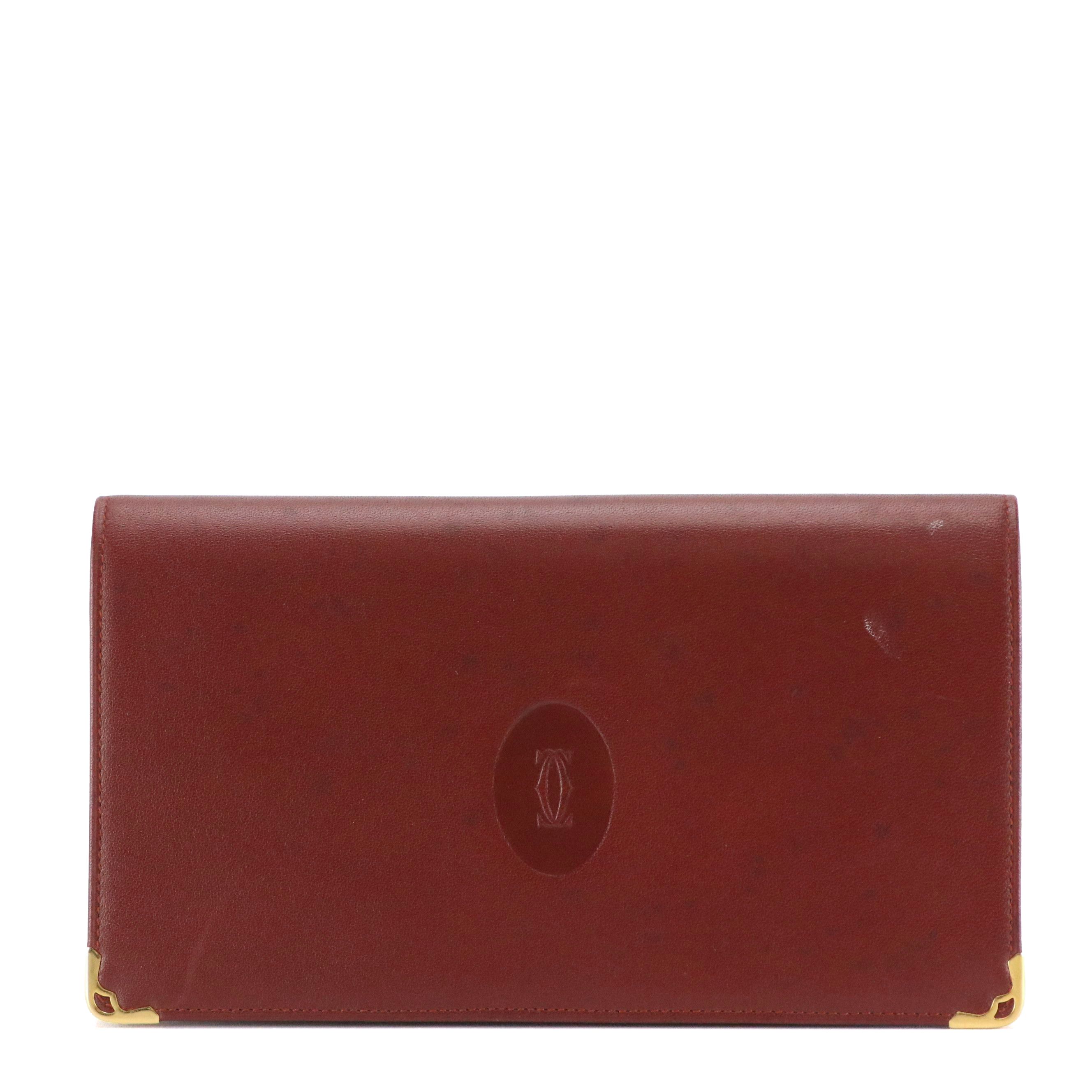 Cartier Must de Cartier Continental Flap Wallet in Burgundy Calfskin Leather