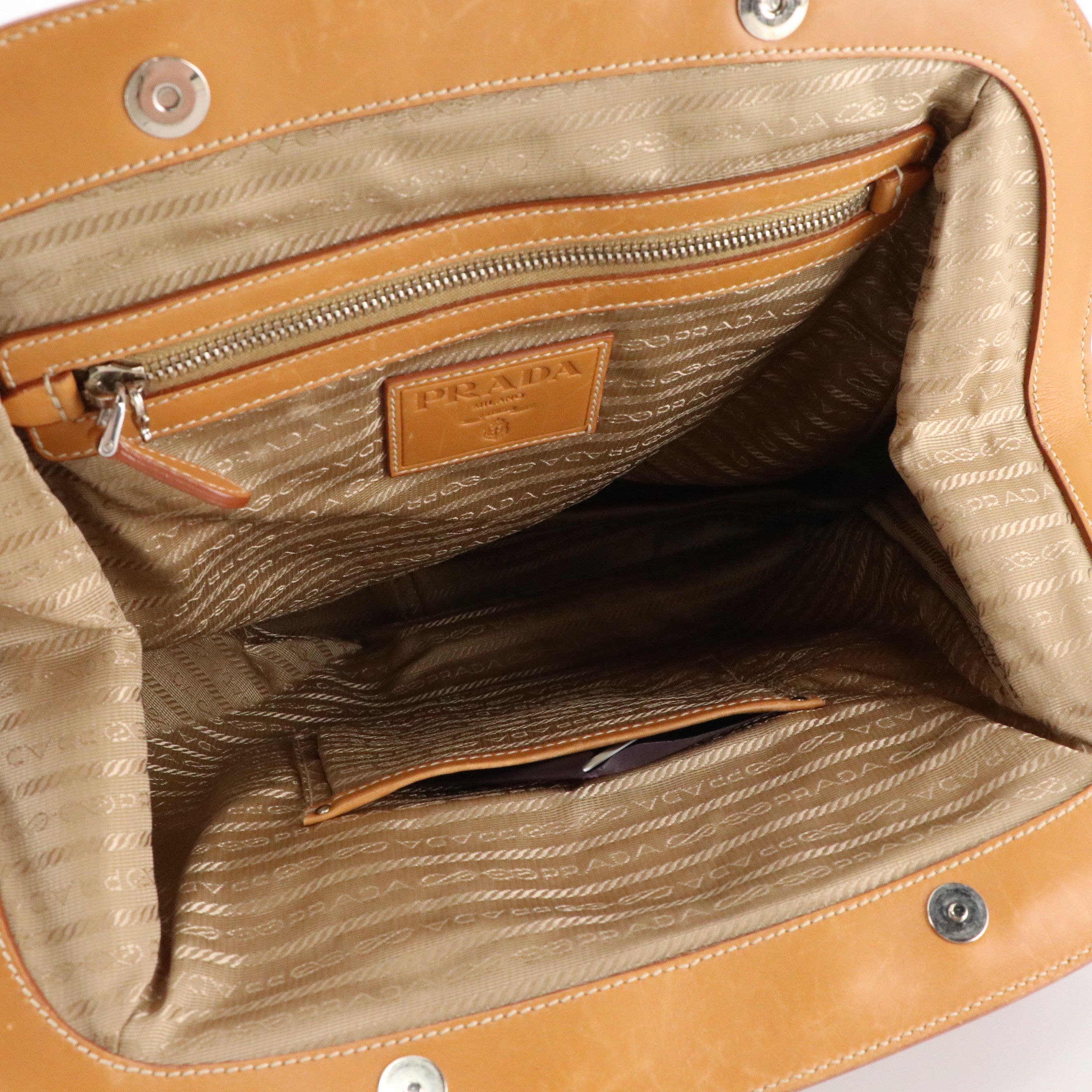 Prada Corda Logo Jacquard Canvas and Leather Large Frame Tote Bag
