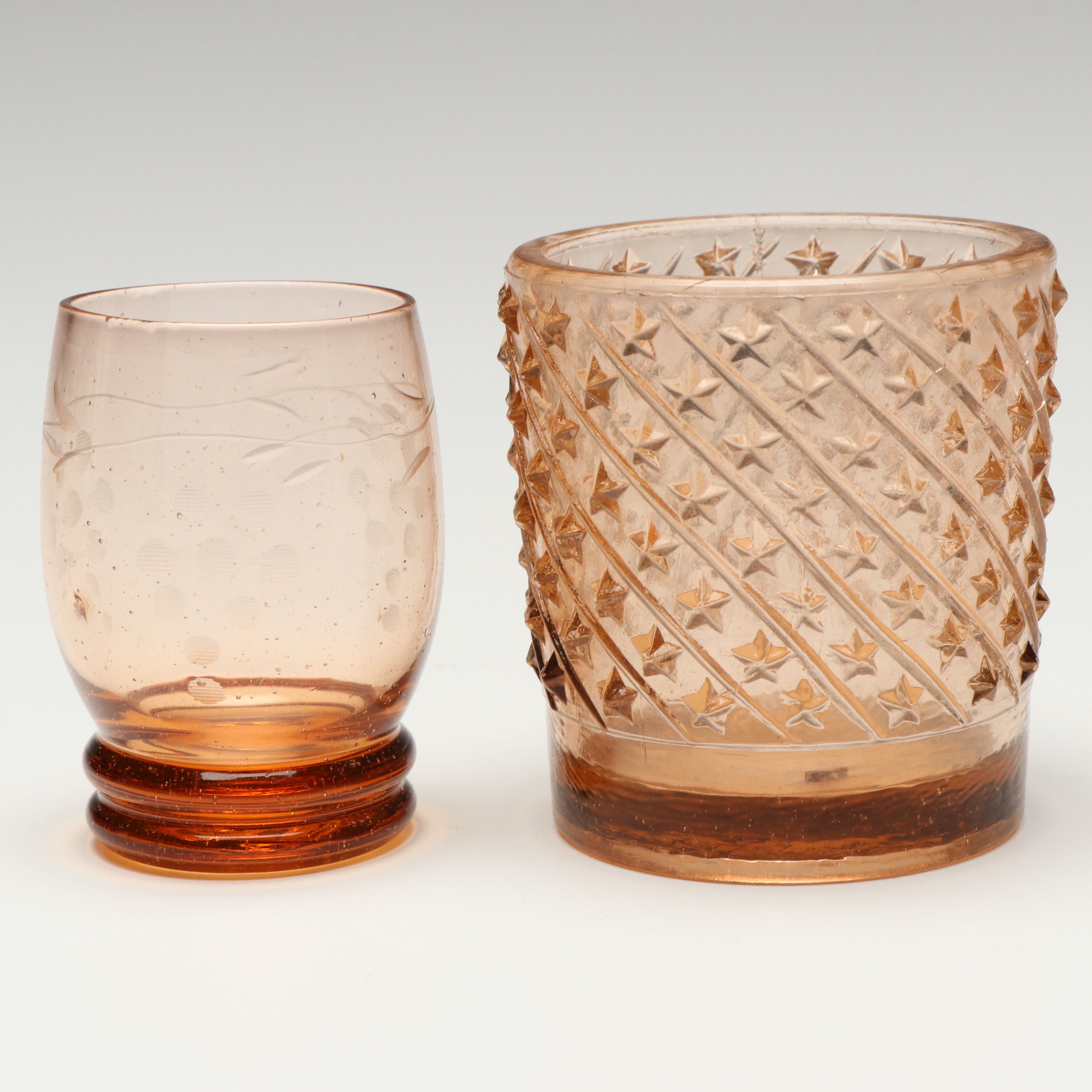 Heisey Sandwich Glass Souvenir Coasters with More Amber Glass Table Accessories