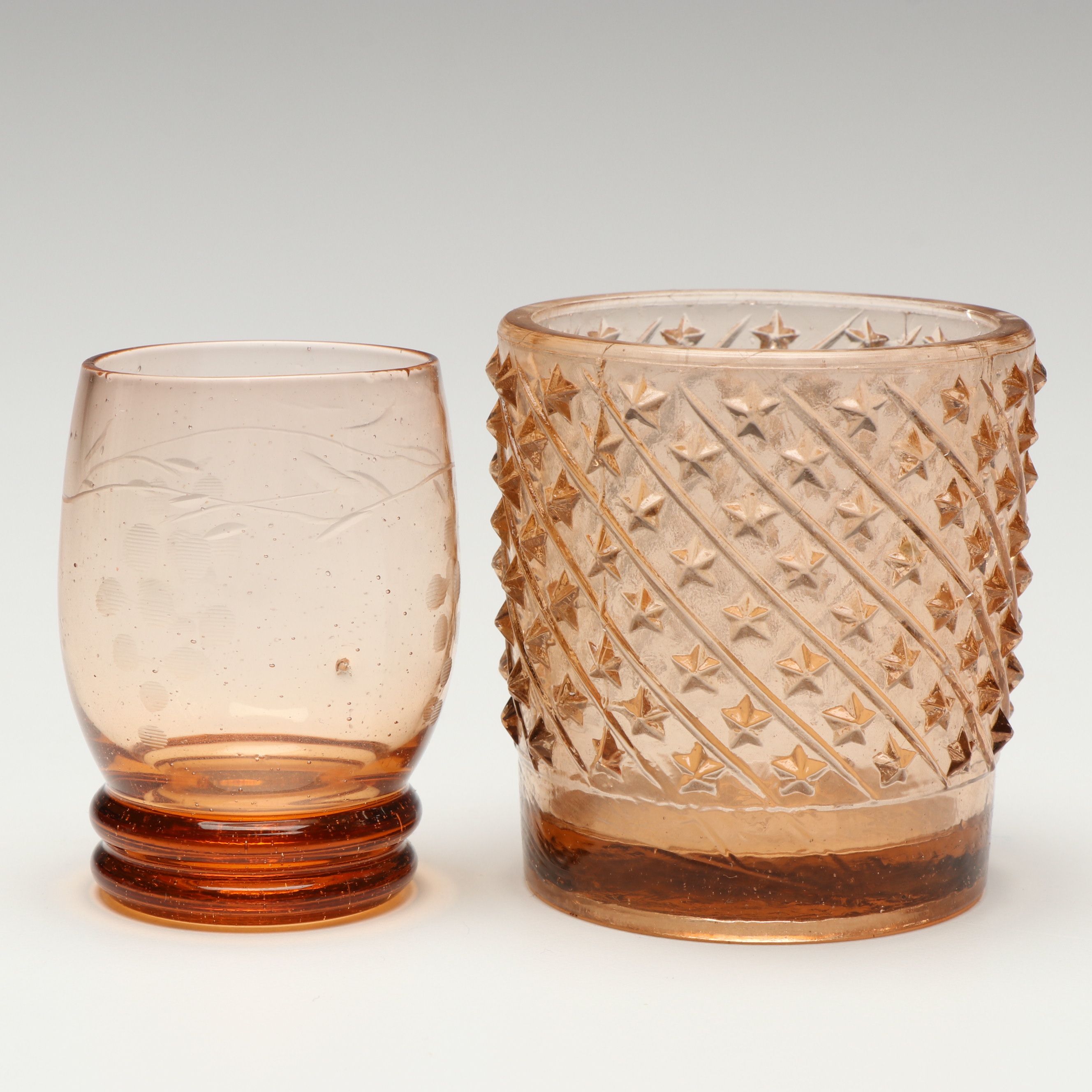 Heisey Sandwich Glass Souvenir Coasters with More Amber Glass Table Accessories