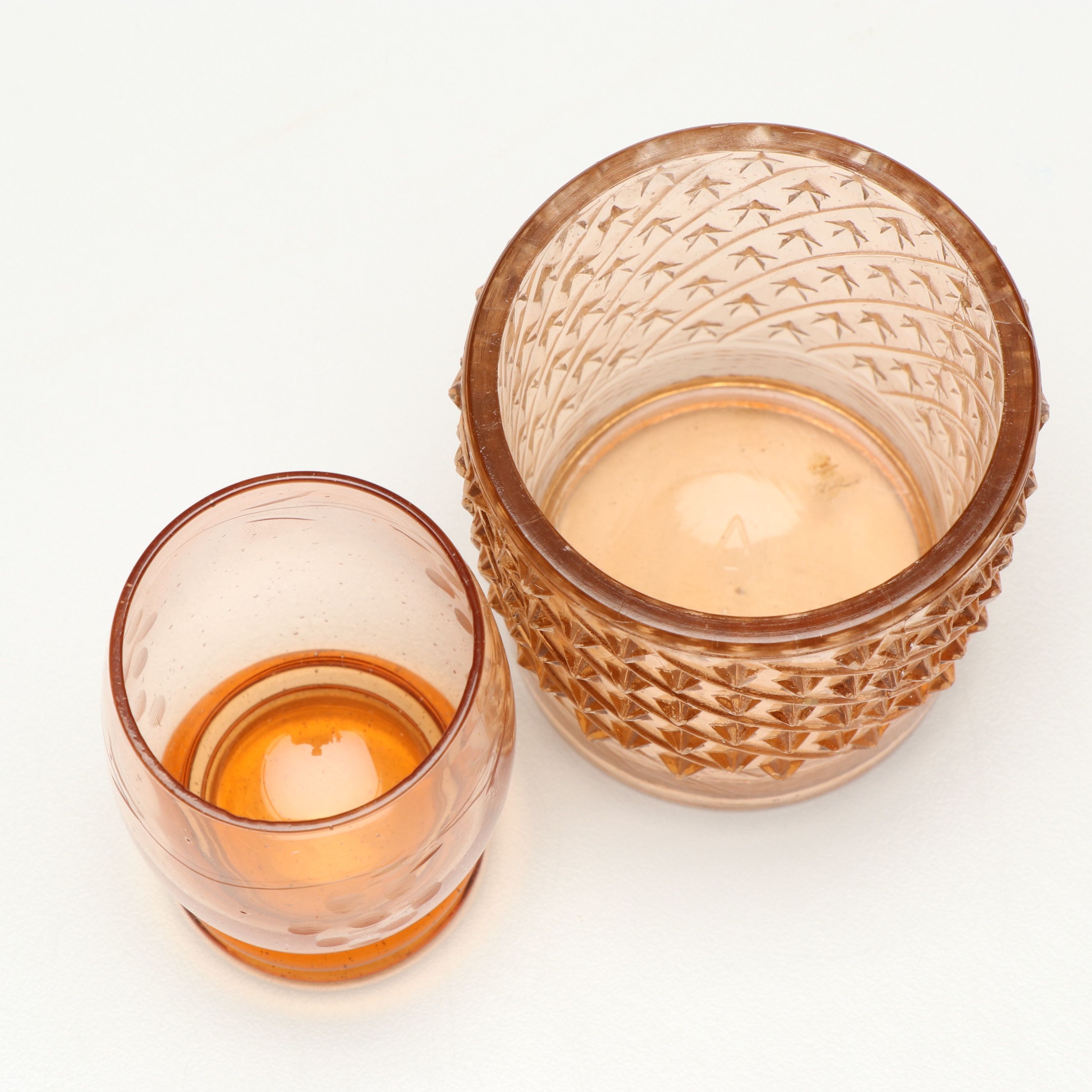 Heisey Sandwich Glass Souvenir Coasters with More Amber Glass Table Accessories