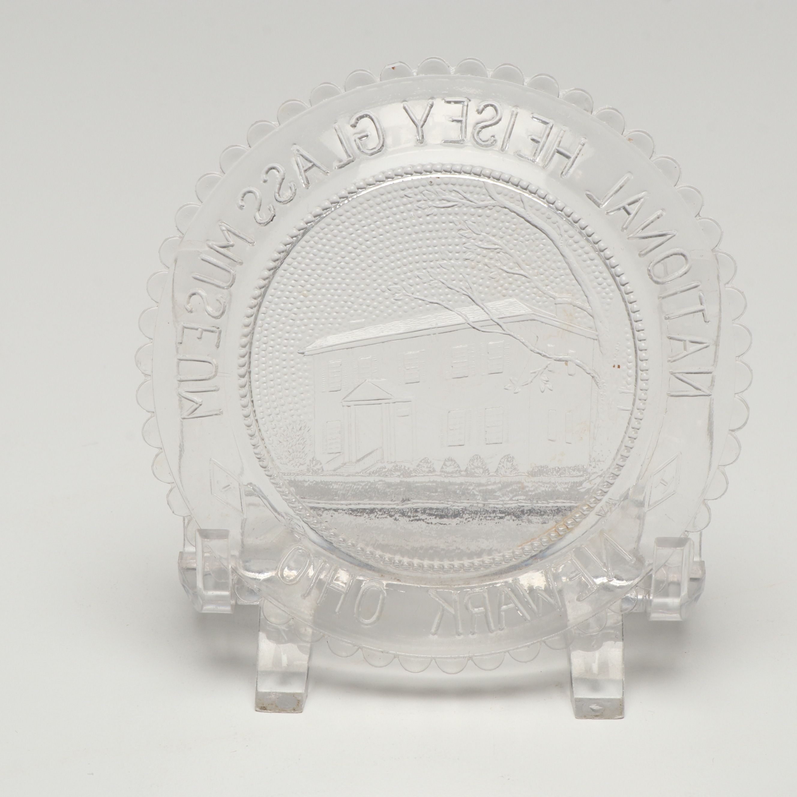 Heisey Sandwich Glass Souvenir Coasters with More Amber Glass Table Accessories