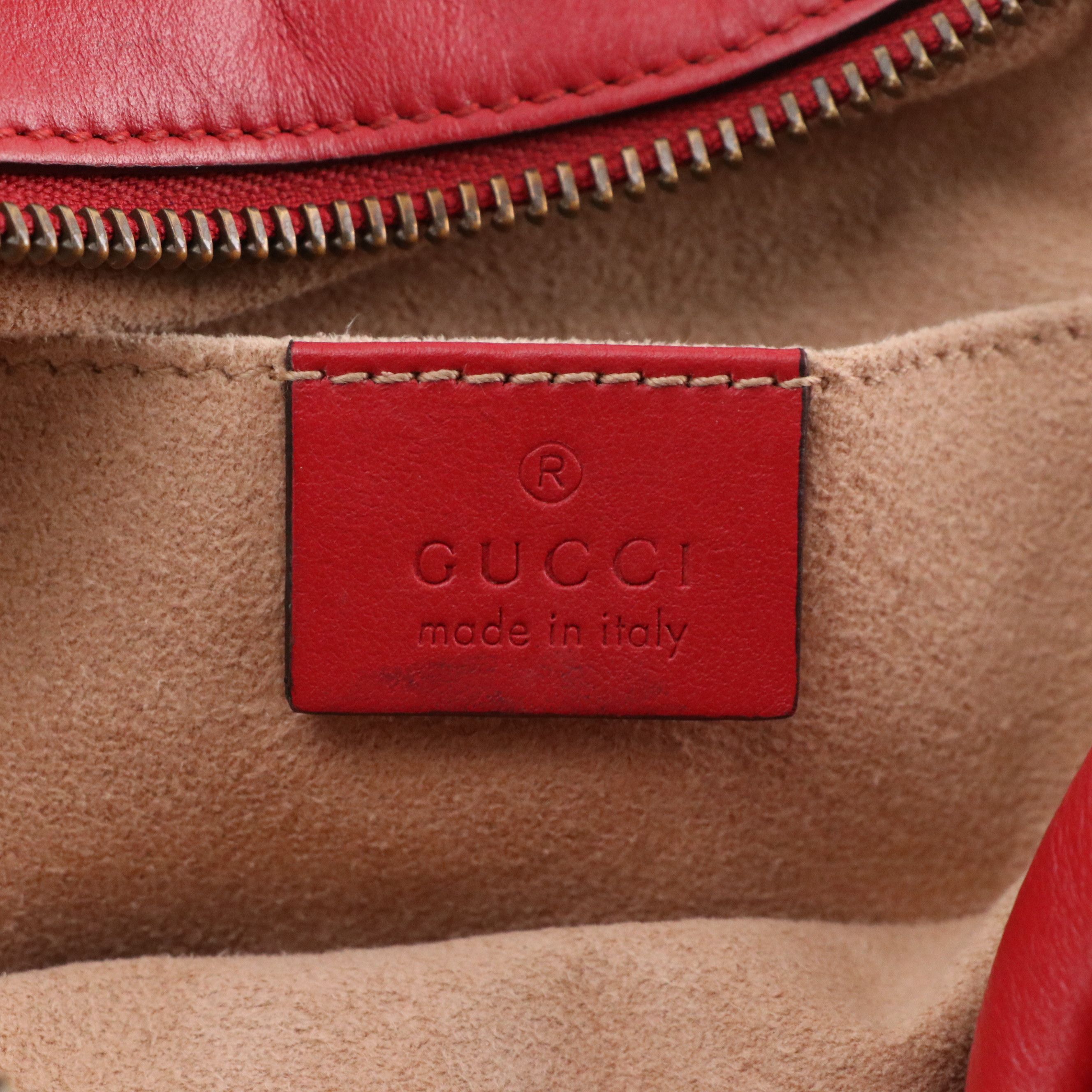 Gucci Small GG Marmont Camera Bag in Red Chevron Matelassé Calfskin Leather