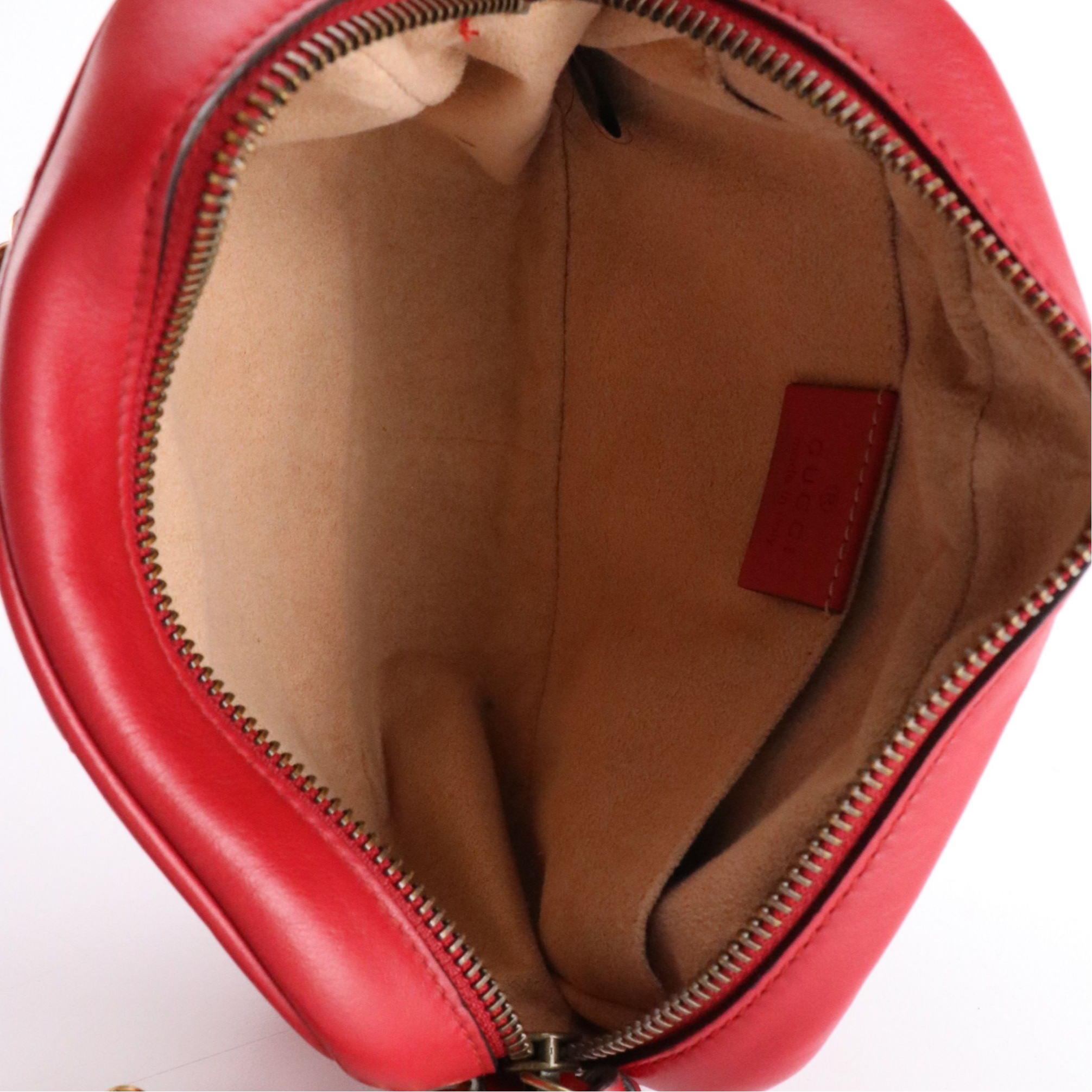 Gucci Small GG Marmont Camera Bag in Red Chevron Matelassé Calfskin Leather