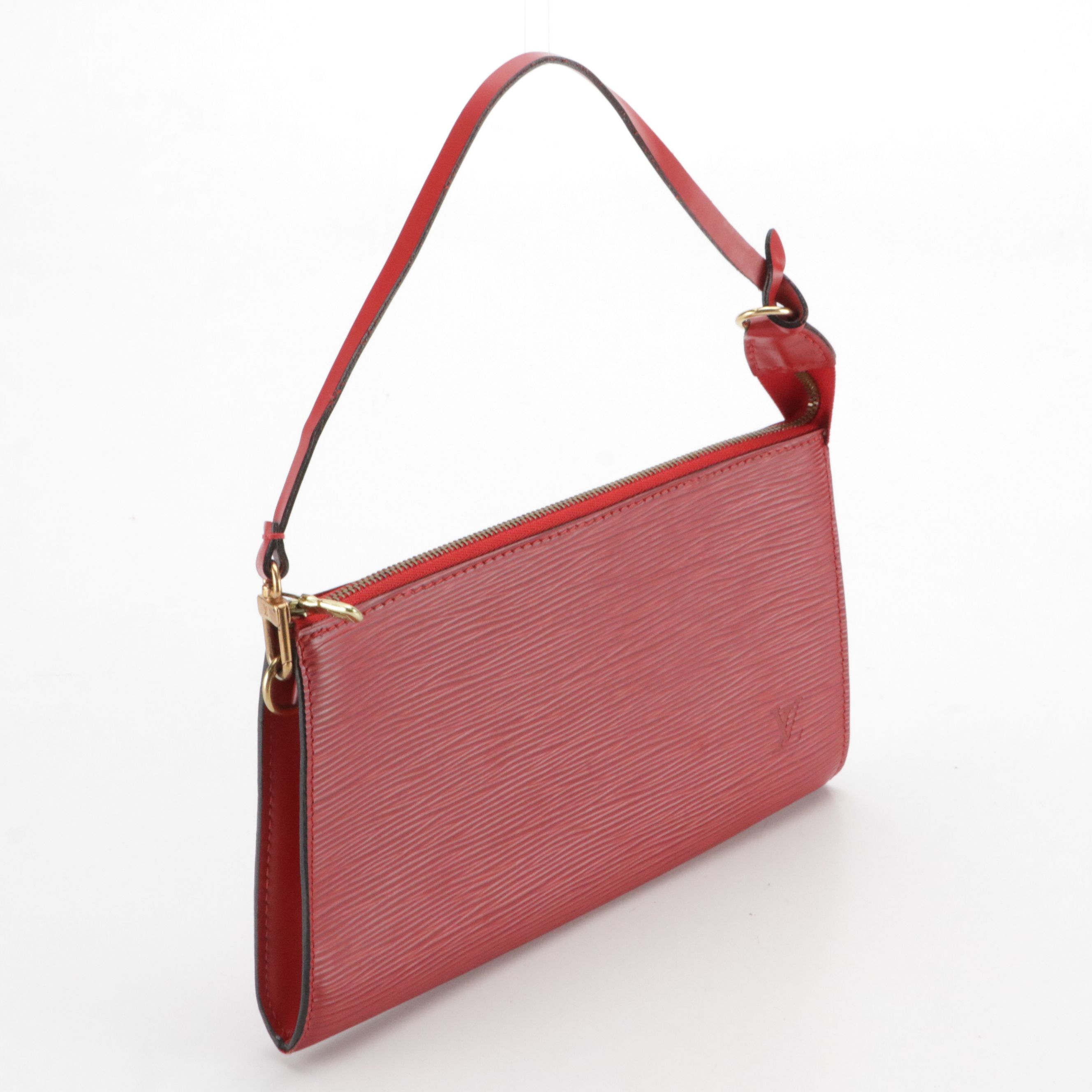 Louis Vuitton Pochette Accessories Bag in Red Epi and Smooth Leather