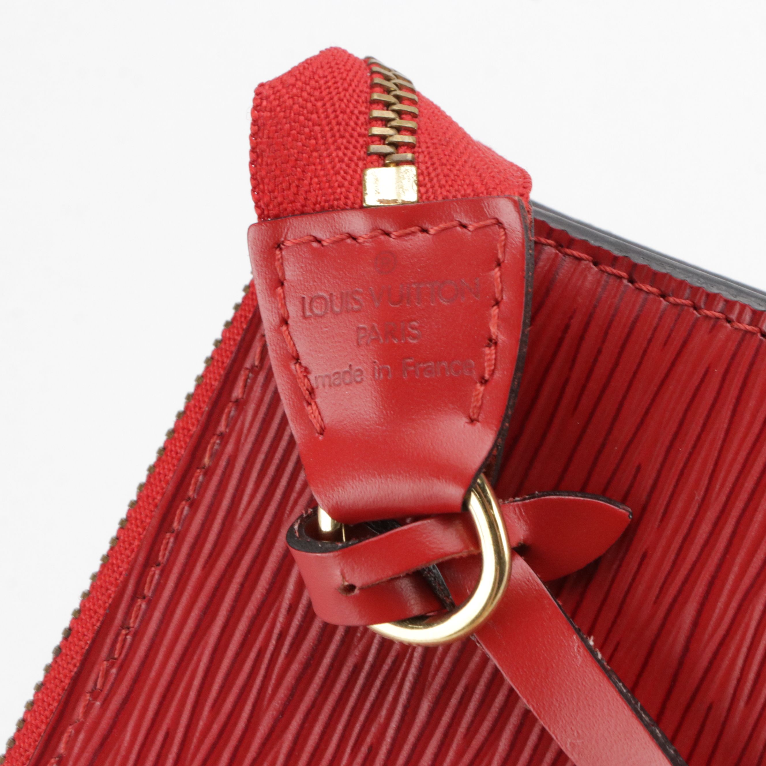Louis Vuitton Pochette Accessories Bag in Red Epi and Smooth Leather