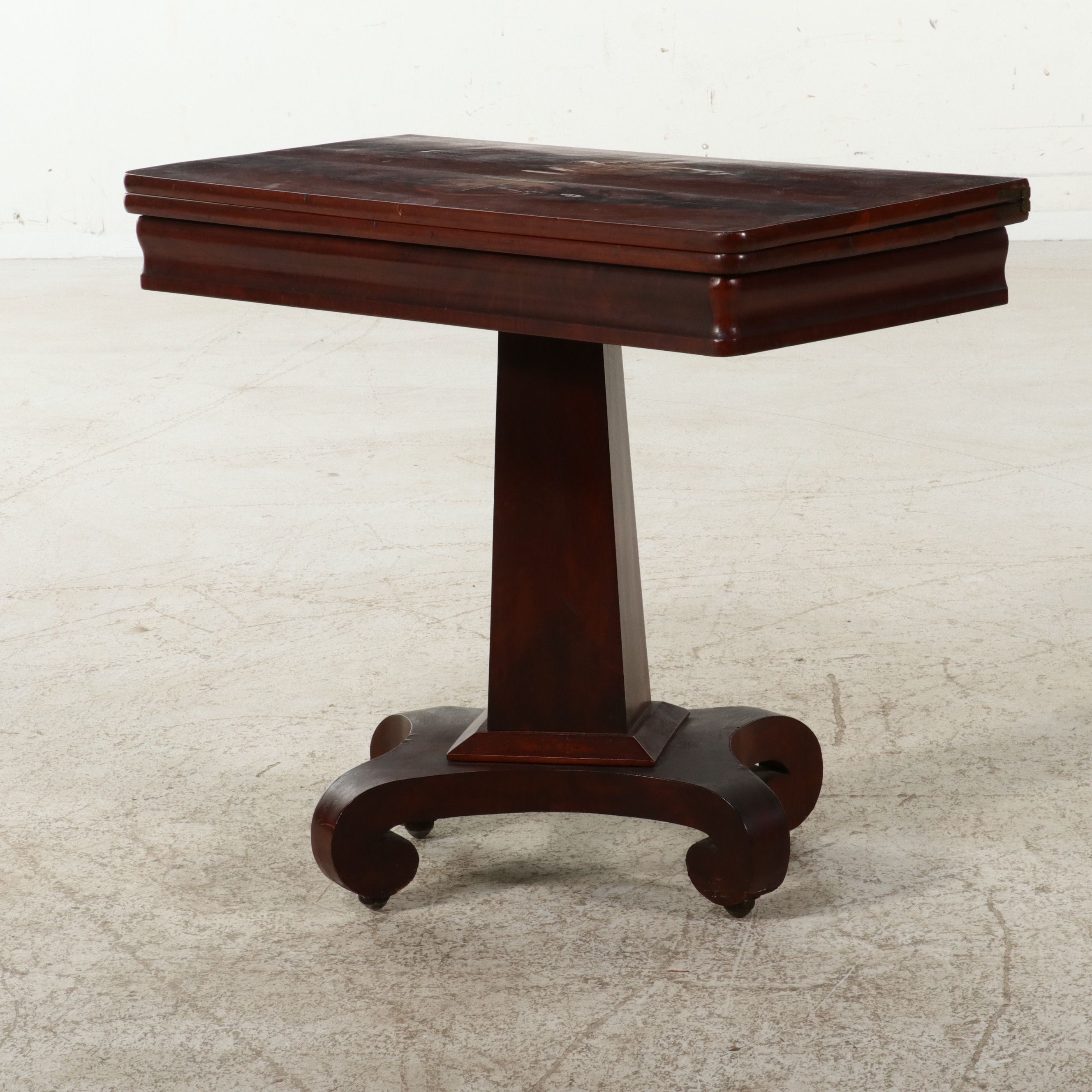 Empire Style Mahogany Veneer Flip-Top Games Table, Mid-19th Century