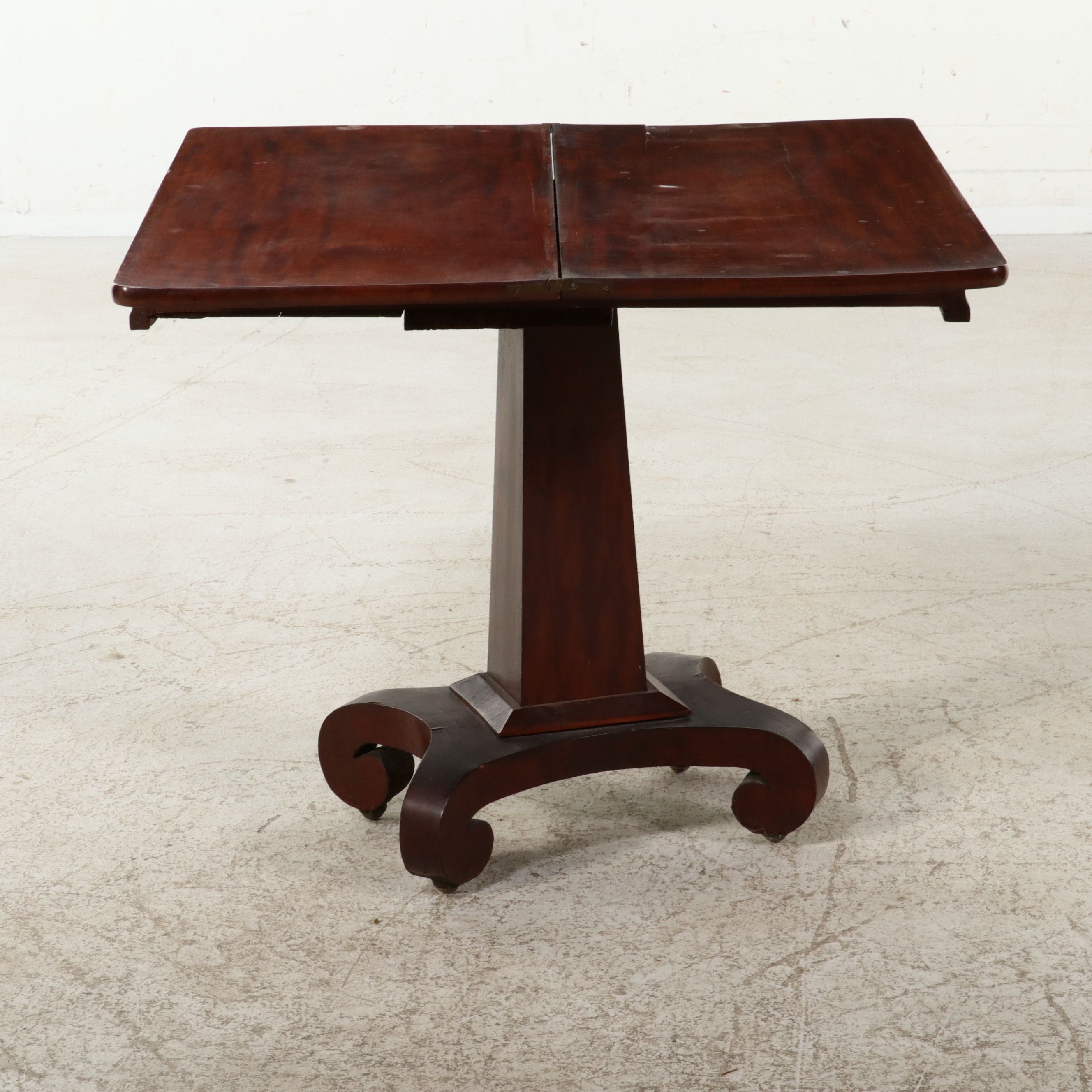 Empire Style Mahogany Veneer Flip-Top Games Table, Mid-19th Century