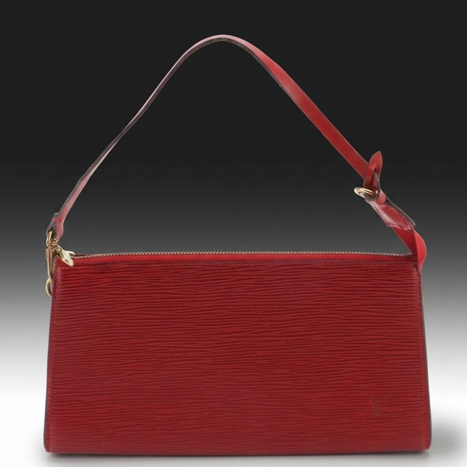 Louis Vuitton Pochette Accessories Bag in Red Epi and Smooth Leather