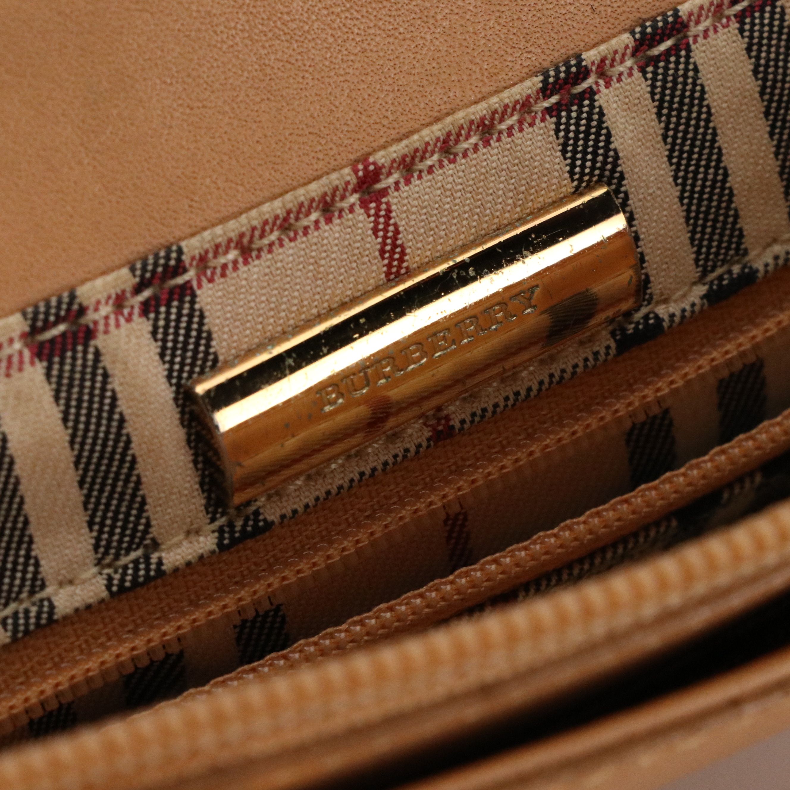 Burberry Mini Zip Tote Bag in Beige Calfskin Leather