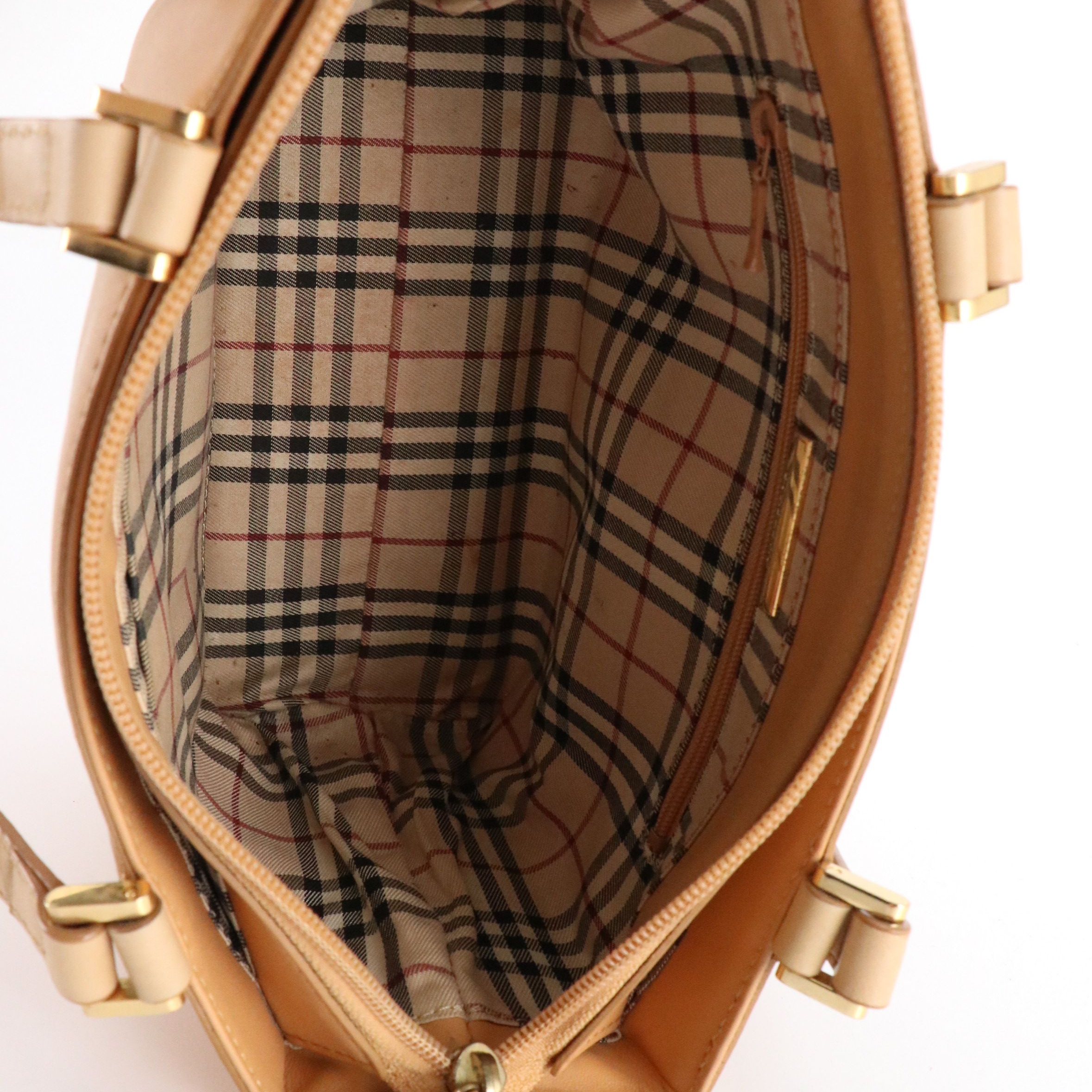 Burberry Mini Zip Tote Bag in Beige Calfskin Leather