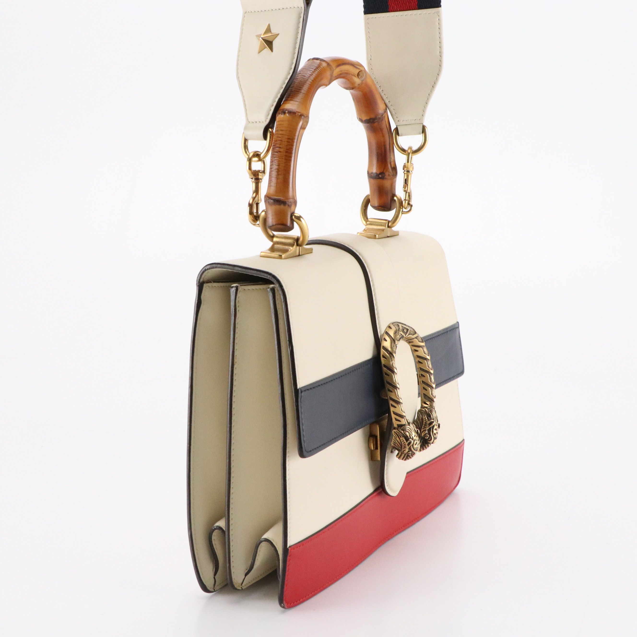 Gucci Dionysus Bamboo Two-Way Bag in Red, White & Blue Striped Calfskin Leather
