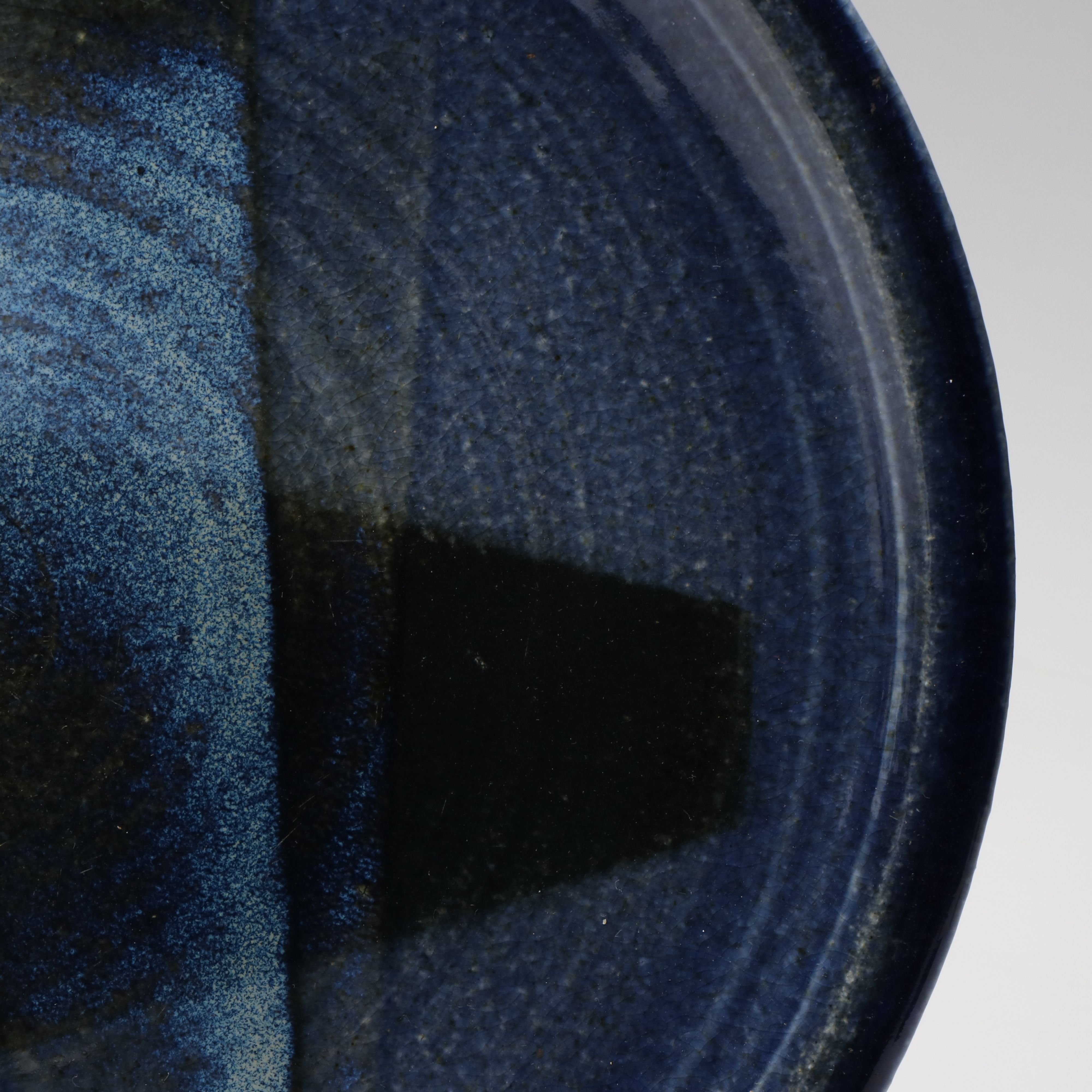 Artist Signed Abstract Crackle Glaze Plate