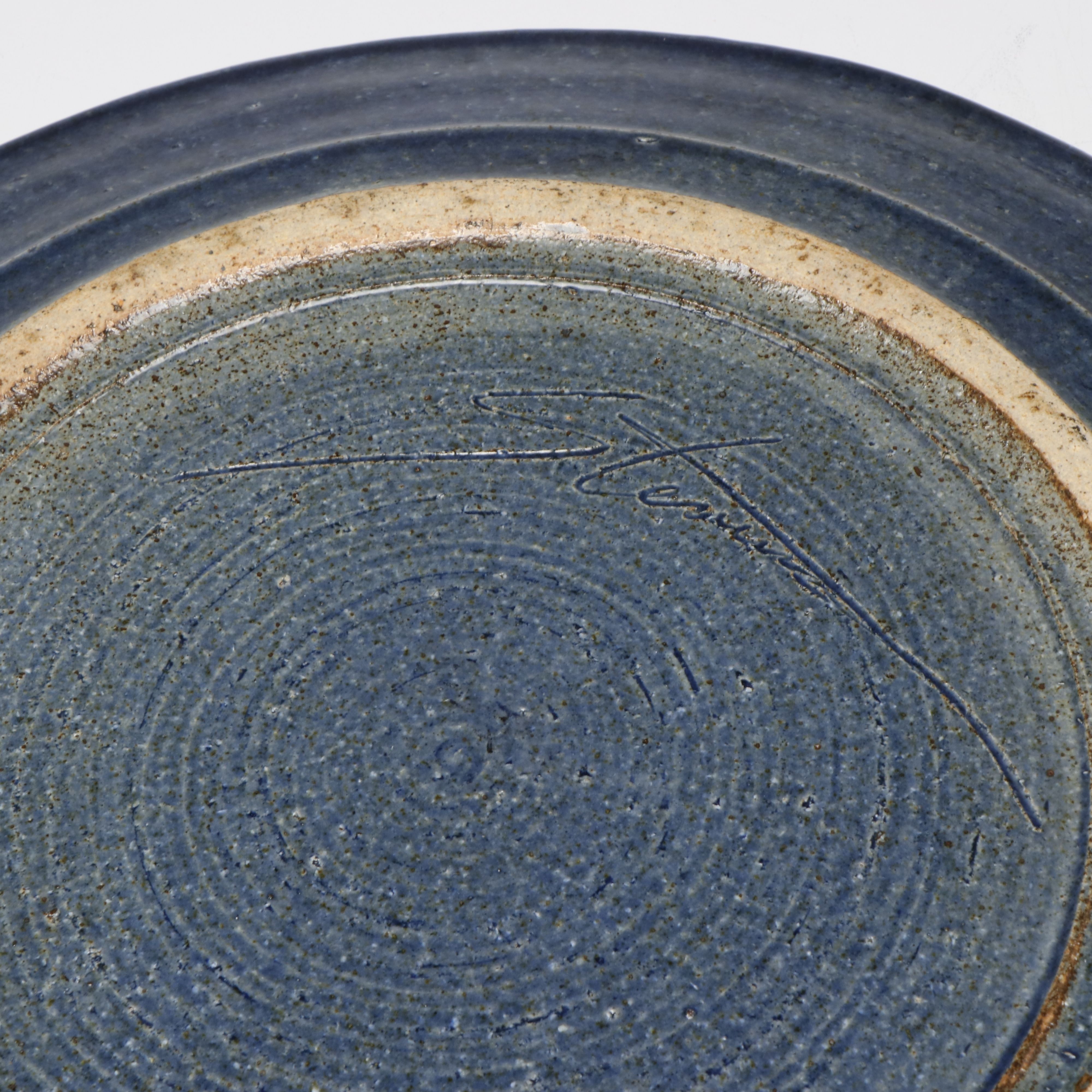 Artist Signed Abstract Crackle Glaze Plate