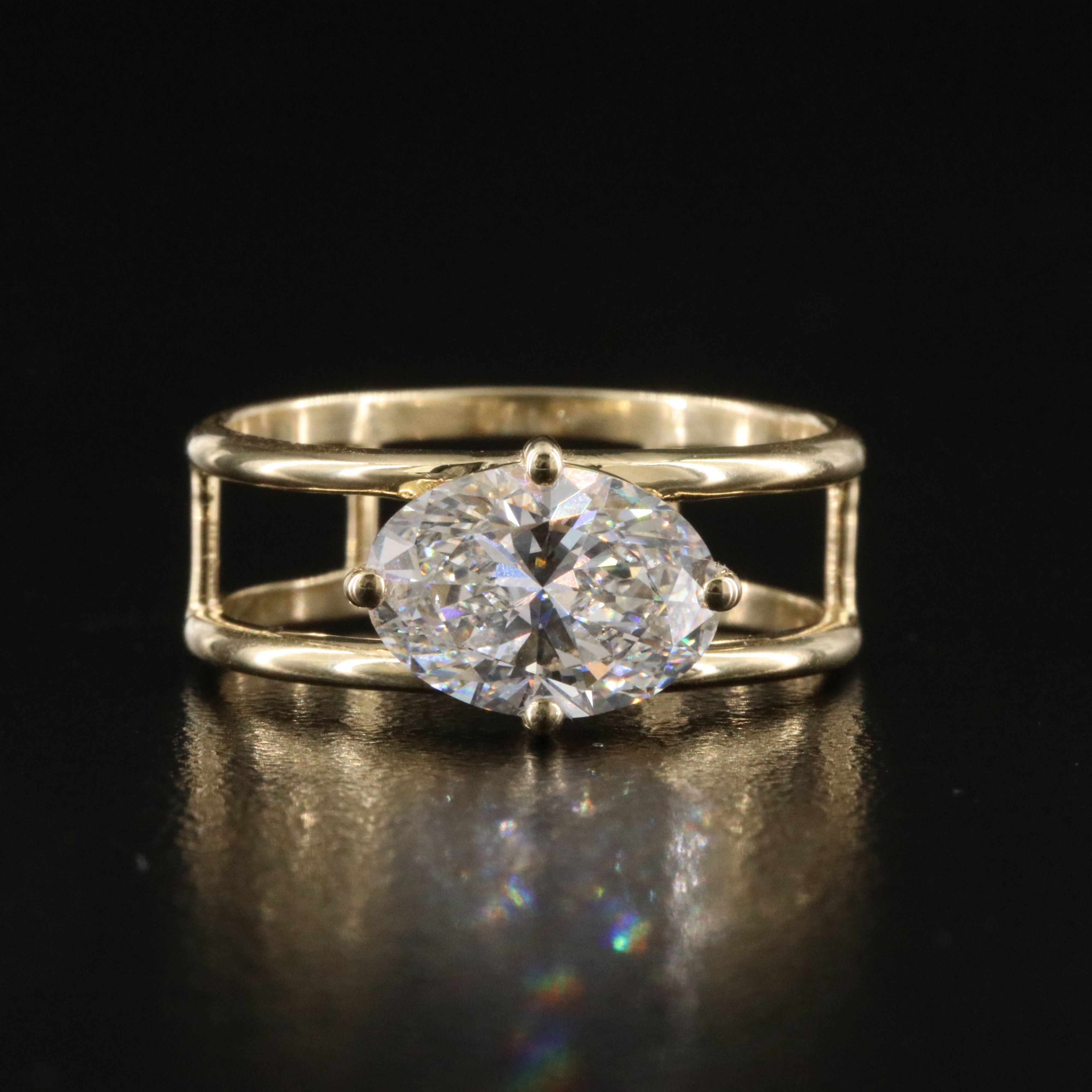 14K 2.01 CT Lab Grown Diamond East-West Solitaire Ring with IGI Report