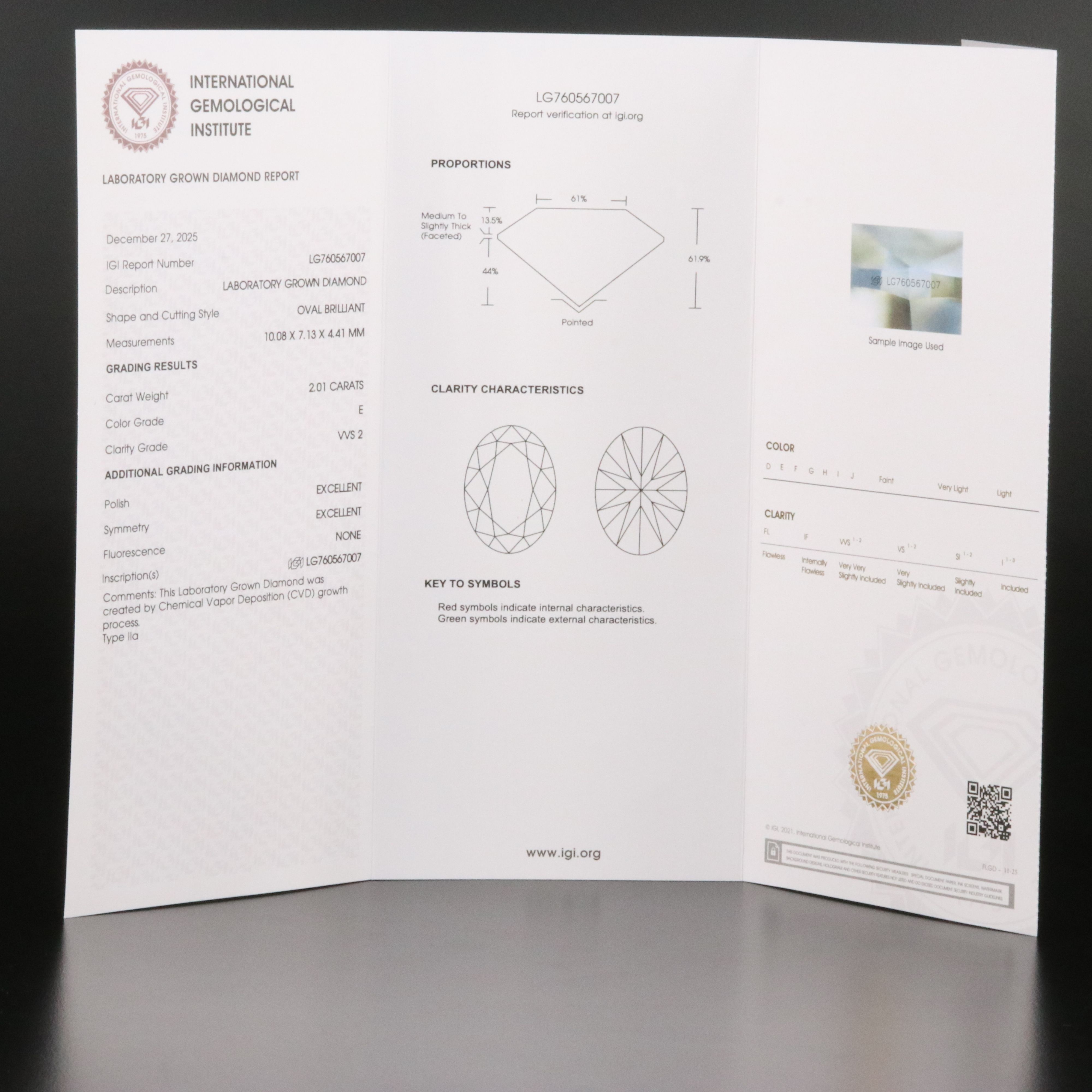 14K 2.01 CT Lab Grown Diamond East-West Solitaire Ring with IGI Report