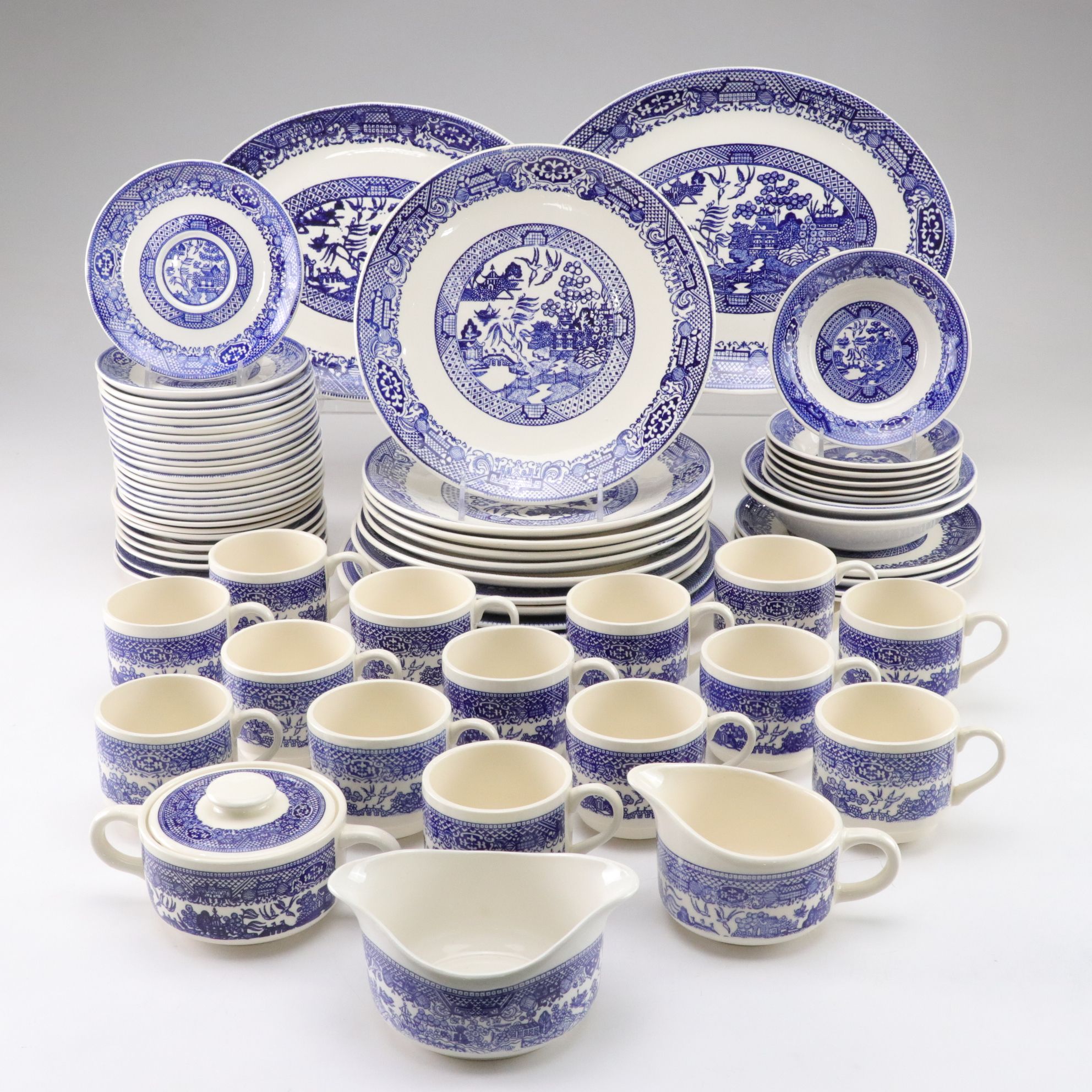 Royal China "Willow Ware" with Other Blue Willow Tableware